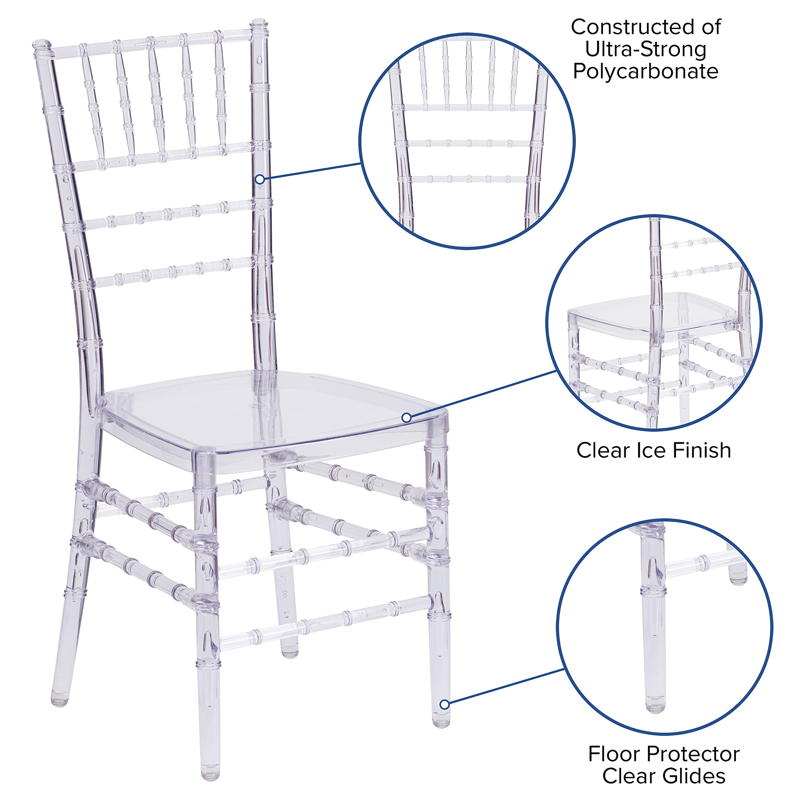 Crystal Clear Ice Stacking Chiavari Chairs - Elegant Event & Party Rental for Weddings, Banquets, and Special Occasions
