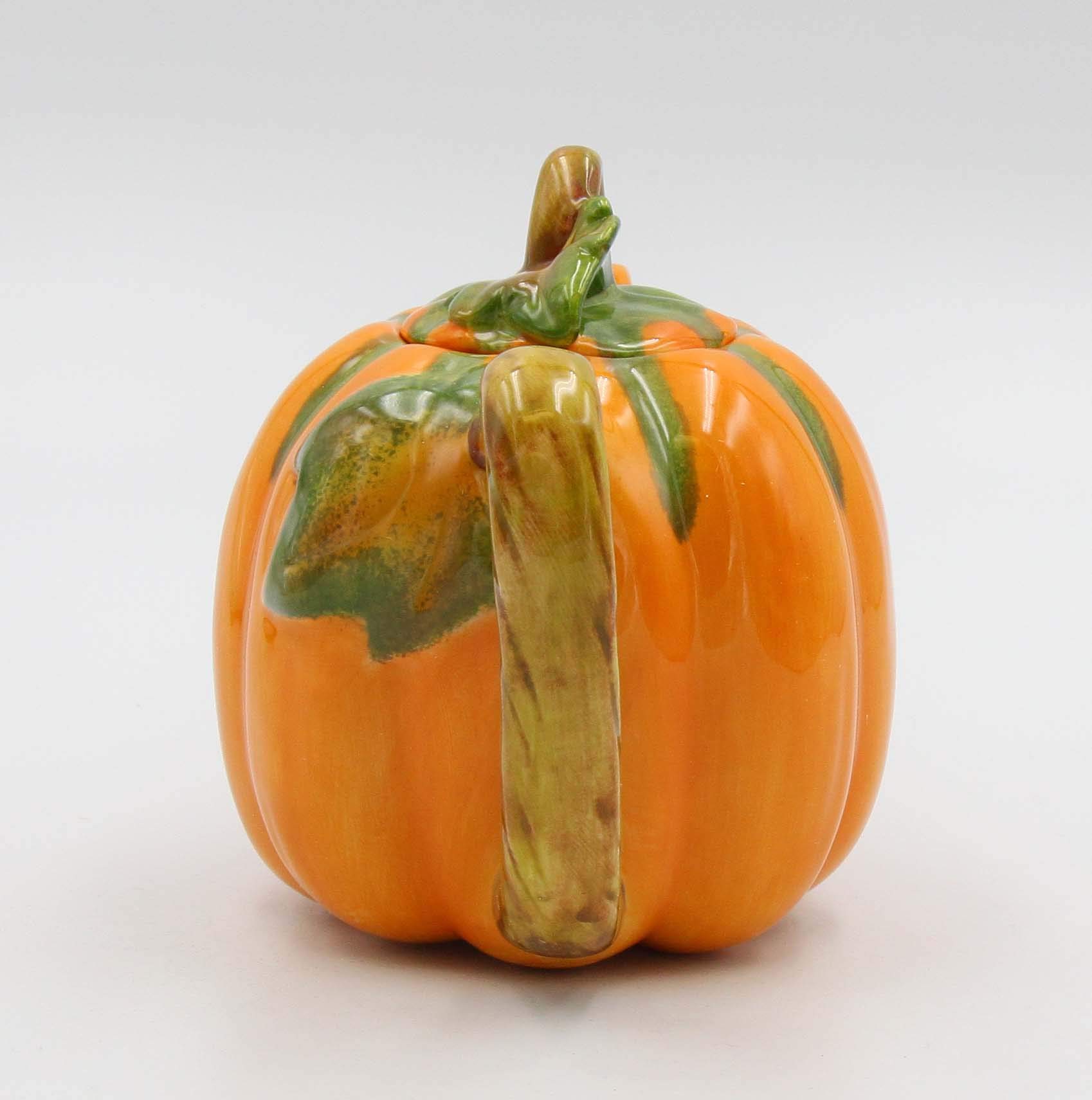 Premium Handcrafted Ceramic Pumpkin Teapot - 8 Inch Fall-Themed Teapot with Infuser - Perfect for Thanksgiving, Halloween Decor & Autumn Tea Parties