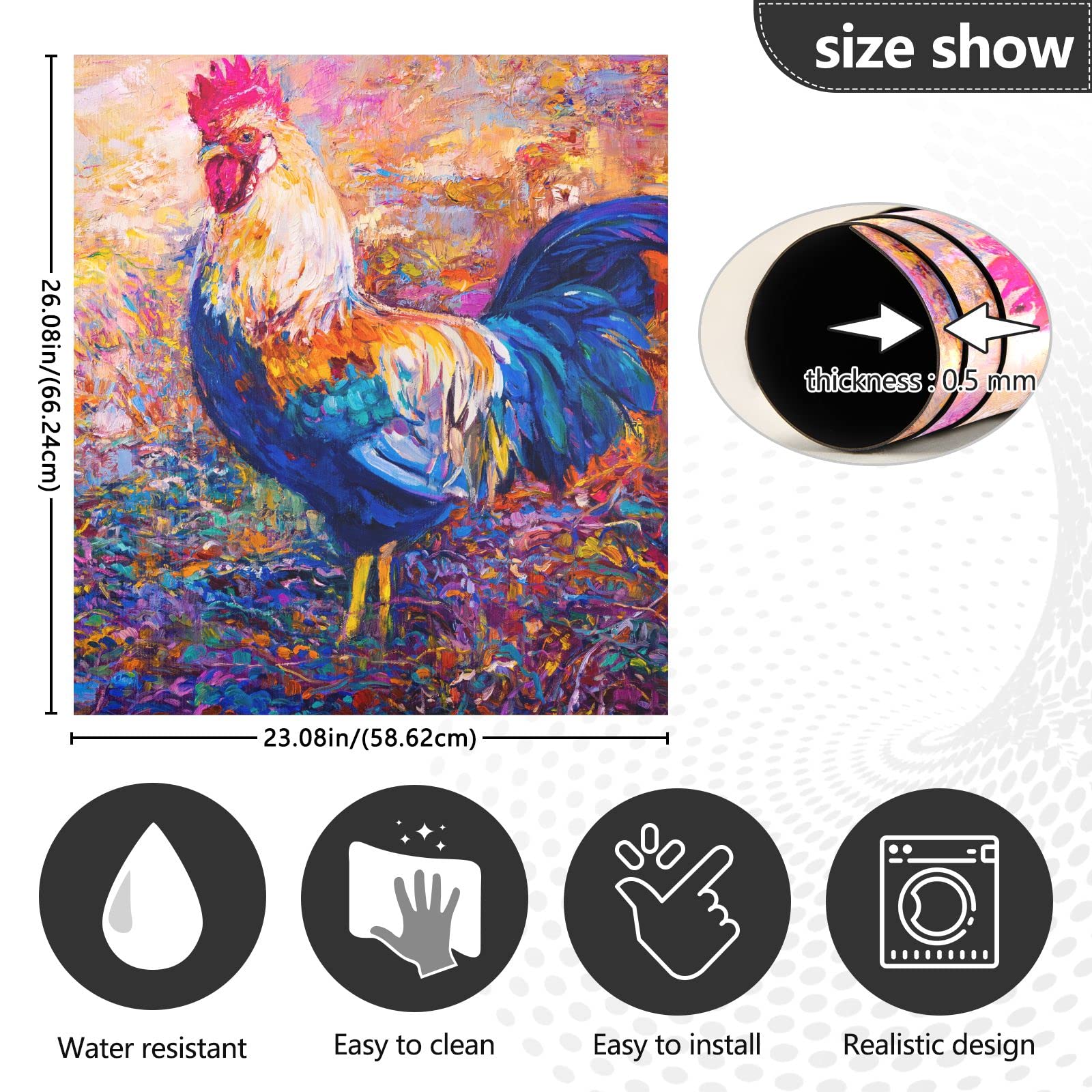 JIPONI Modern Art Rooster Dishwasher Magnetic Cover - 23
