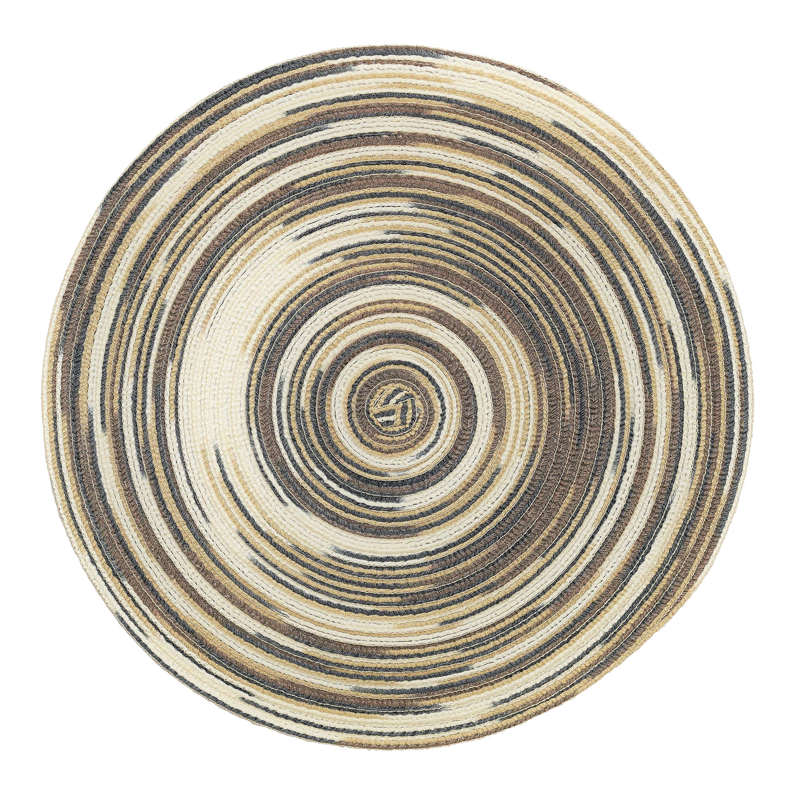 10-Pack Handcrafted Woven Polyester Table Mats - Heat-Resistant, Washable & Easy to Clean Round Placemats in Brown/Beige/Grey (TWIST) | Perfect for Dining Tables, Centerpieces, and Holiday Decorations