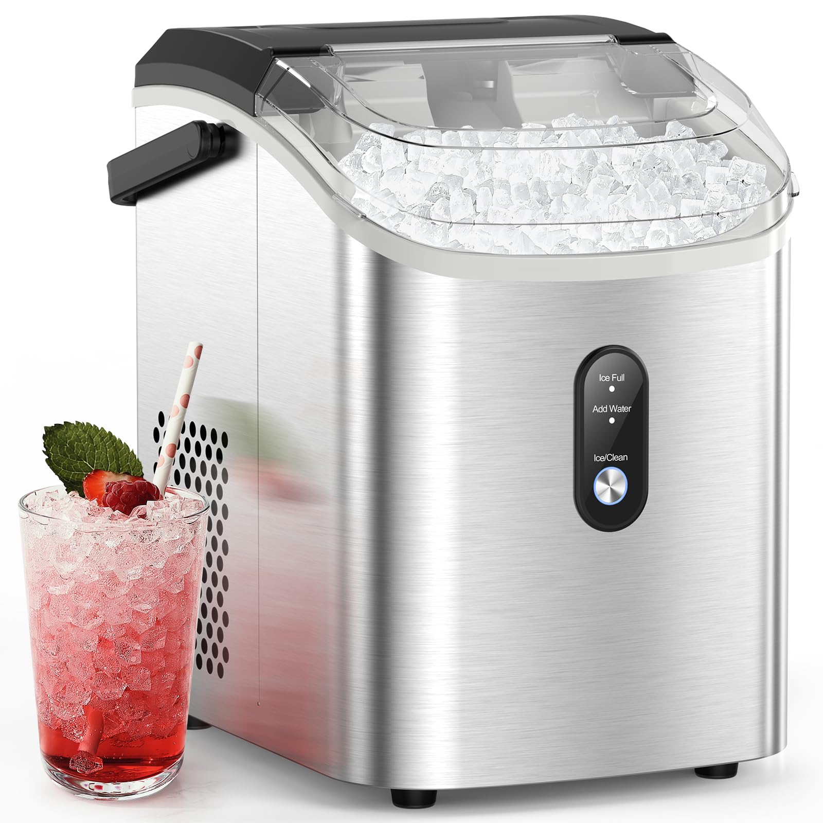 COWSAR Countertop Nugget Ice Maker - 34Lbs/24H Pebble Ice Machine with Soft Chewable Ice, Self-Cleaning & One-Click Operation - Perfect for Home, Kitchen, RV, Camping, Parties & Outdoor Adventures