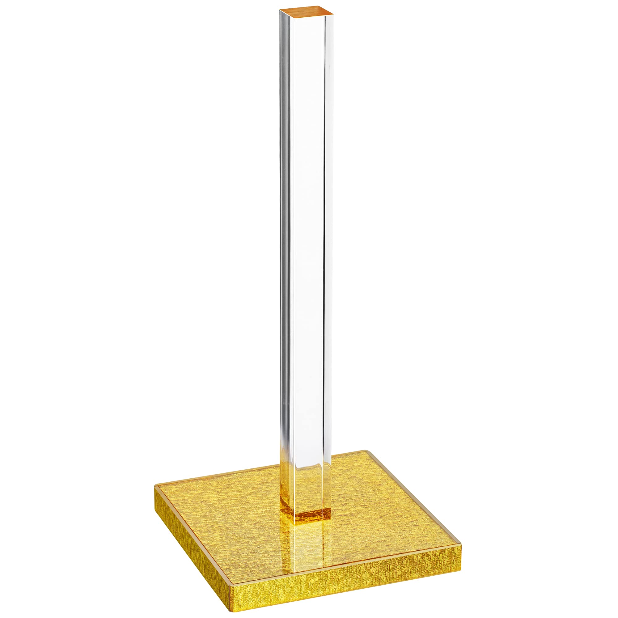 Elegant Acrylic Paper Towel Holder & Toilet Paper Stand with Gold Base - Clear Stem Kitchen & Bathroom Organizer - Fits All Brand Rolls up to 12.5 Inches - Perfect for Countertop Decor, Dining Table Centerpiece, and Guest Bathroom Essentials
