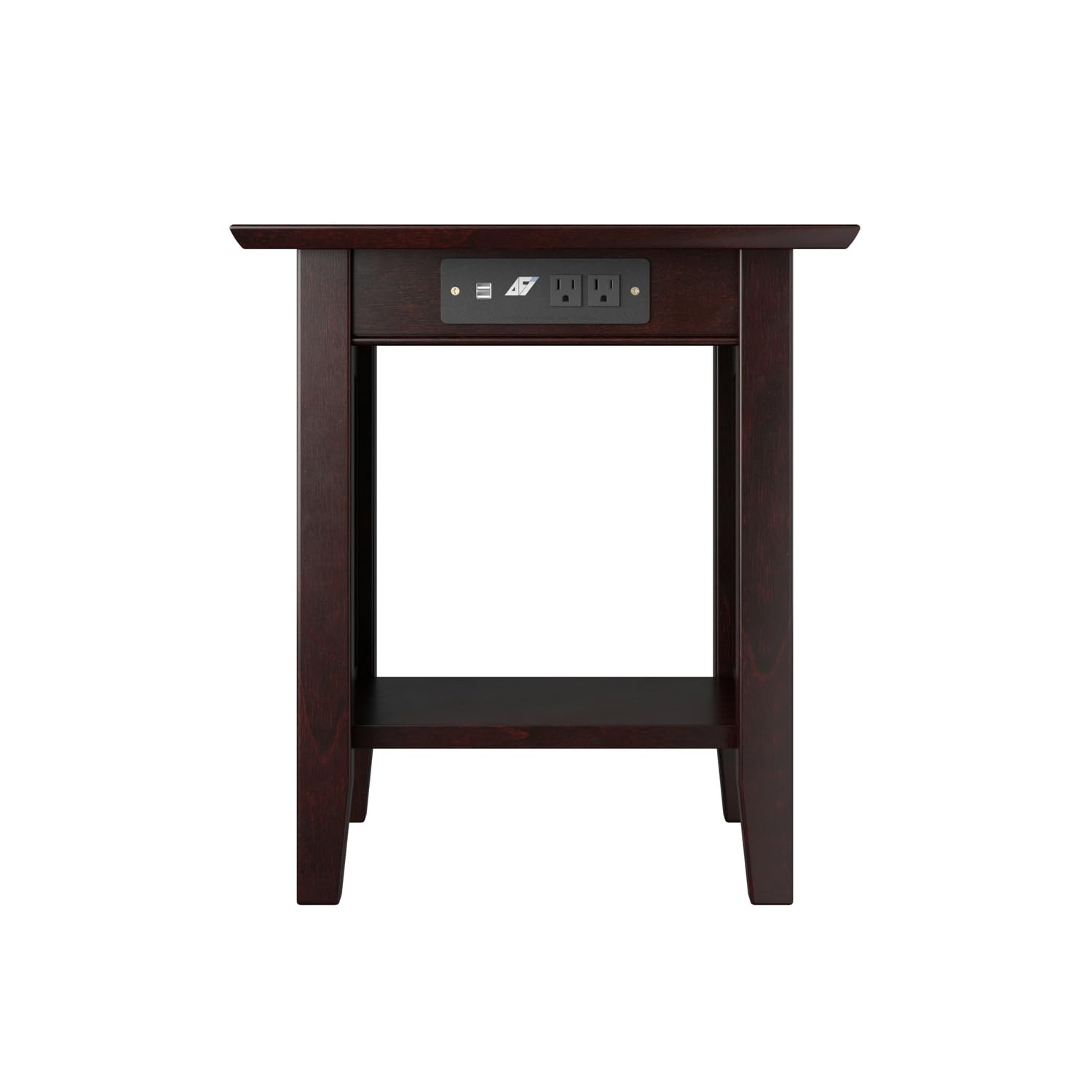 AFI Nantucket End Table with Built-in USB Charger - Espresso Finish Nightstand for Bedroom, Living Room, or Office - Convenient Charging Station for Phones & Tablets