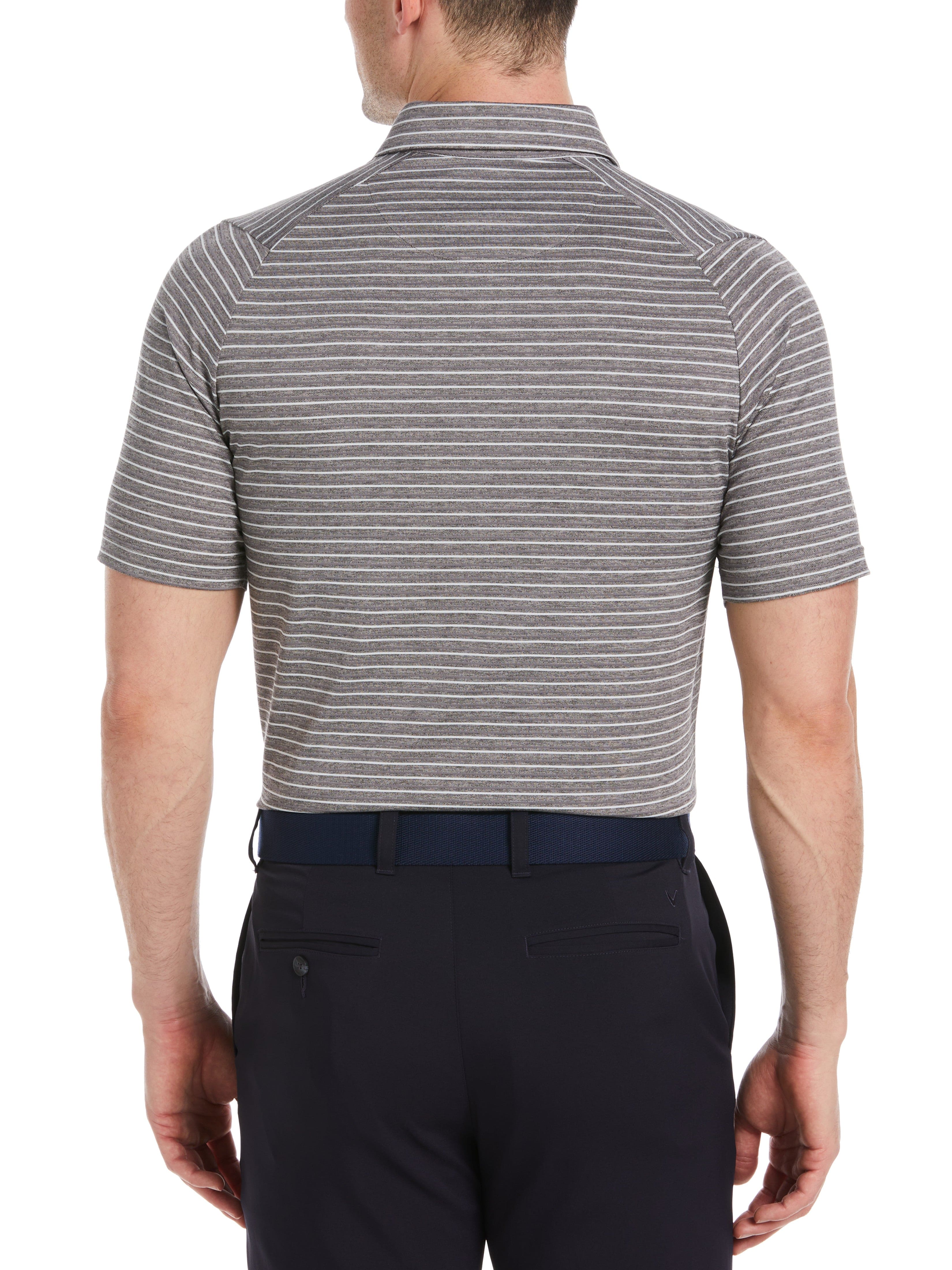 Men's Soft Touch Stripe Golf Polo Shirt - Breathable Moisture-Wicking Performance Tee for Golf, Casual Wear & Outdoor Activities