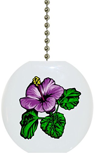 Purple Hibiscus Flower Ceramic Fan Pull - Elegant Ceiling Fan Chain Replacement - Perfect for Home, Bedroom, Porch & Vintage Decor