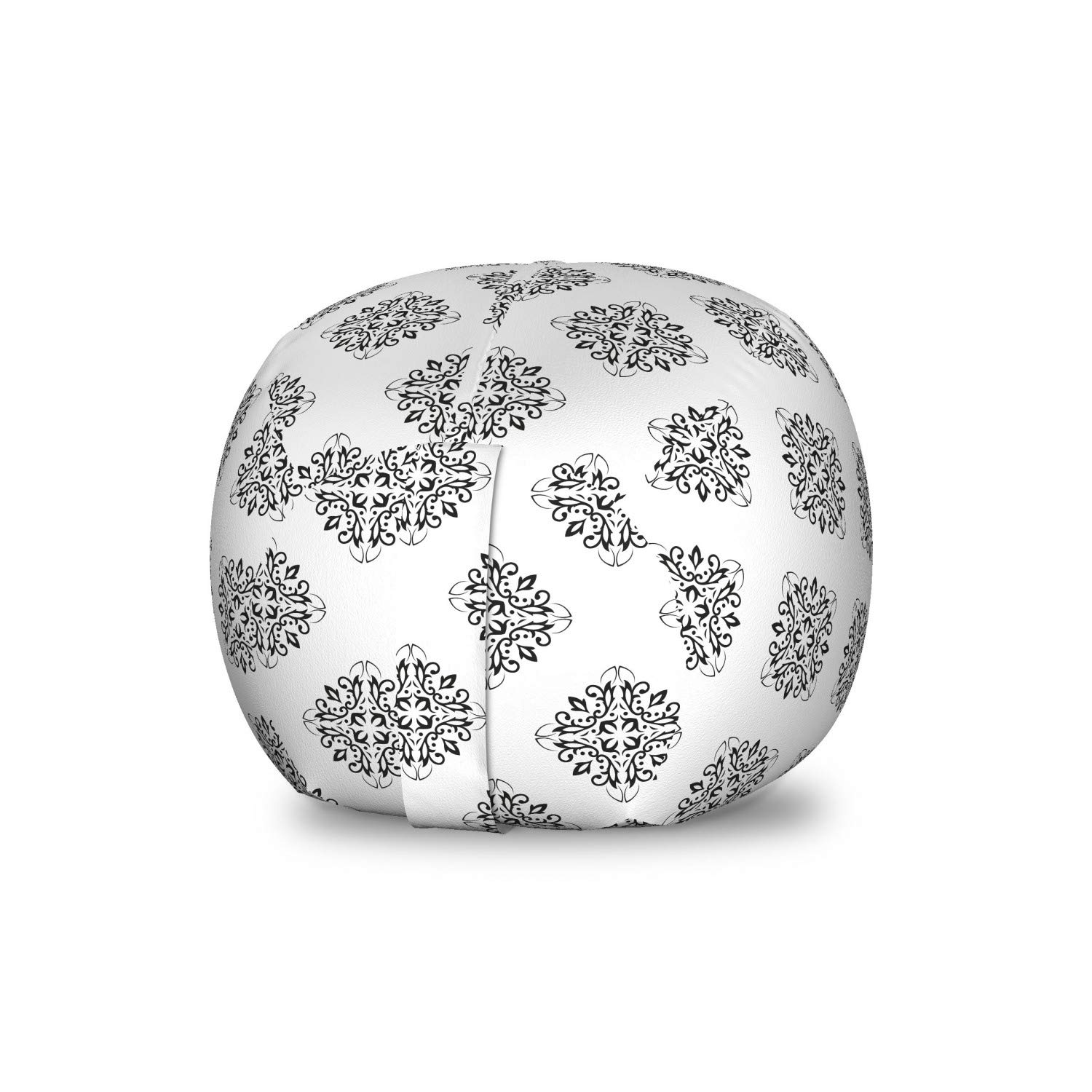 Ambesonne Abstract Toy Storage Bag Chair - Washable Stuffed Animal Organizer with Detailed Art Elements, Small Size in Charcoal Grey & White - Perfect for Kids' Room, Nursery, or Playroom Organization