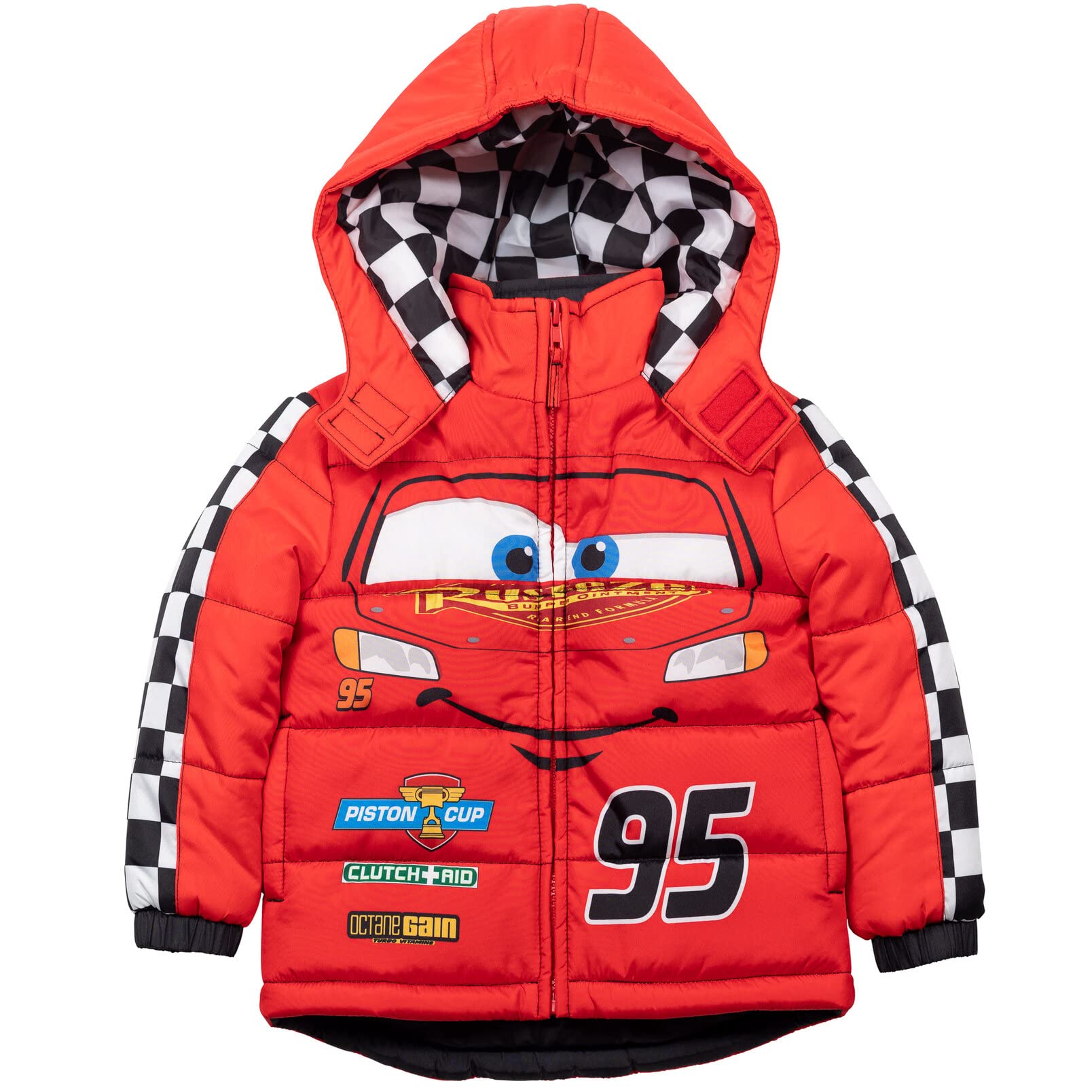 Disney Pixar Cars Mickey Mouse Lightning McQueen Puffer Jacket for Toddlers & Kids - Warm Winter Coat for Boys & Girls, Perfect for Outdoor Play & Disney Theme Park Visits