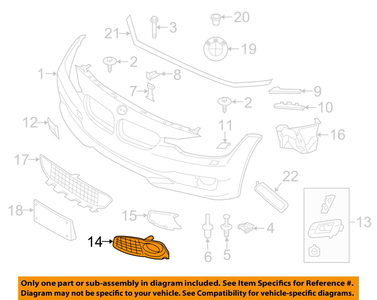 Genuine BMW Front Right Bumper Grill 511170 - Perfect Fit for BMW Models, Enhances Vehicle Aesthetics & Protection