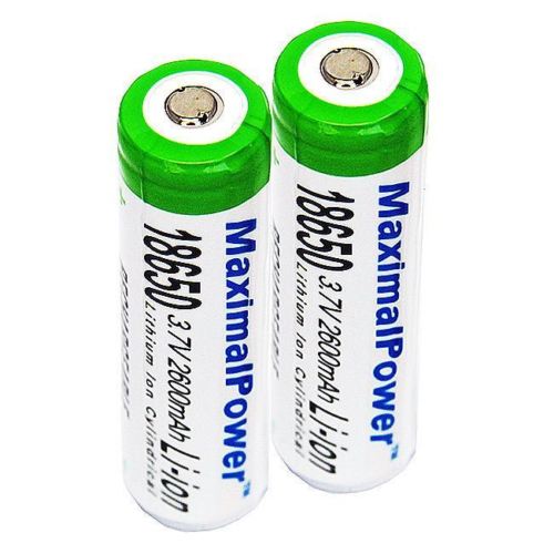 MaximalPower 2-Pack Rechargeable 18650 & 168A Lithium-ion Batteries - 3.7V 2600mAh Button Top for Flashlights, Vapes & Electronics | Long-Lasting Power Solution