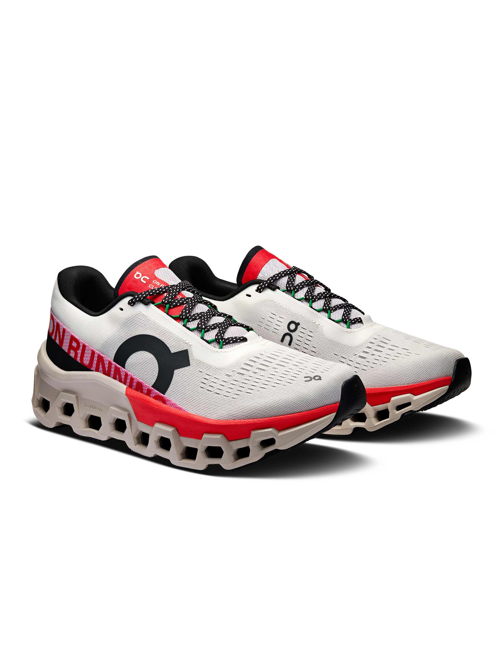 ASICS Cloudmonster 2 Running Shoes for Men & Women - Ivory/Red - Cushioned Comfort for Long-Distance Running & Marathon Training