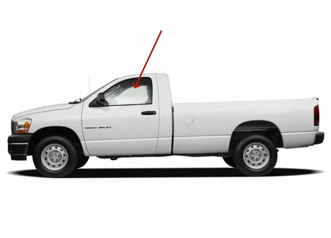 Replacement Driver Side Front Door Window Glass for Dodge Ram Pickup 1500 2002-2008 & 2500/3500/4500/5500 2003-2009 Models - Perfect Fit for Standard Cab 2-Door Trucks - Ideal for Auto Glass Repair and Vehicle Maintenance