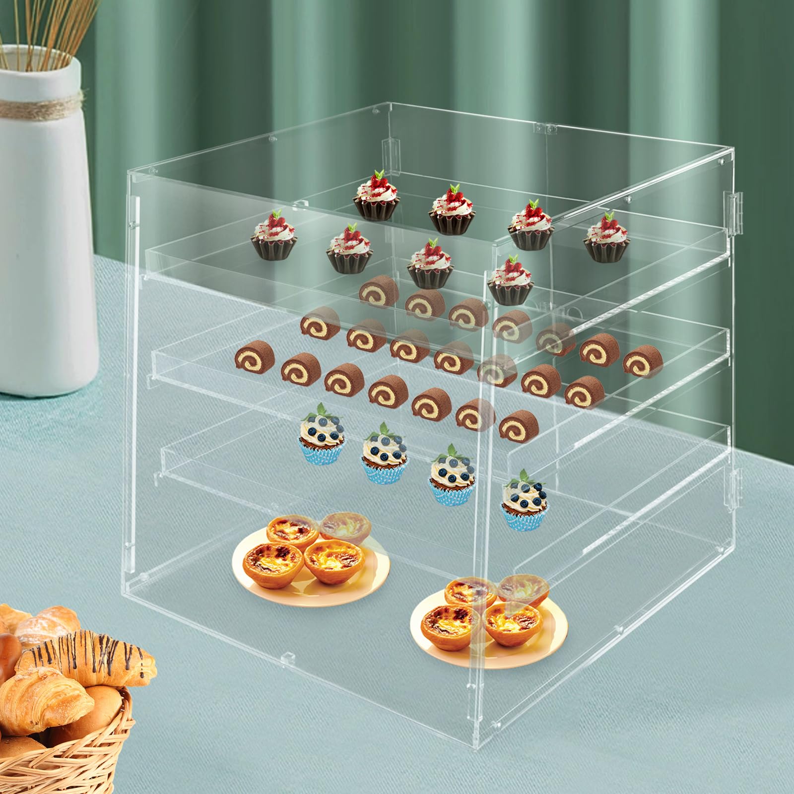 3-Tier Commercial Bakery Display Case with Clear Acrylic Door - 18.7
