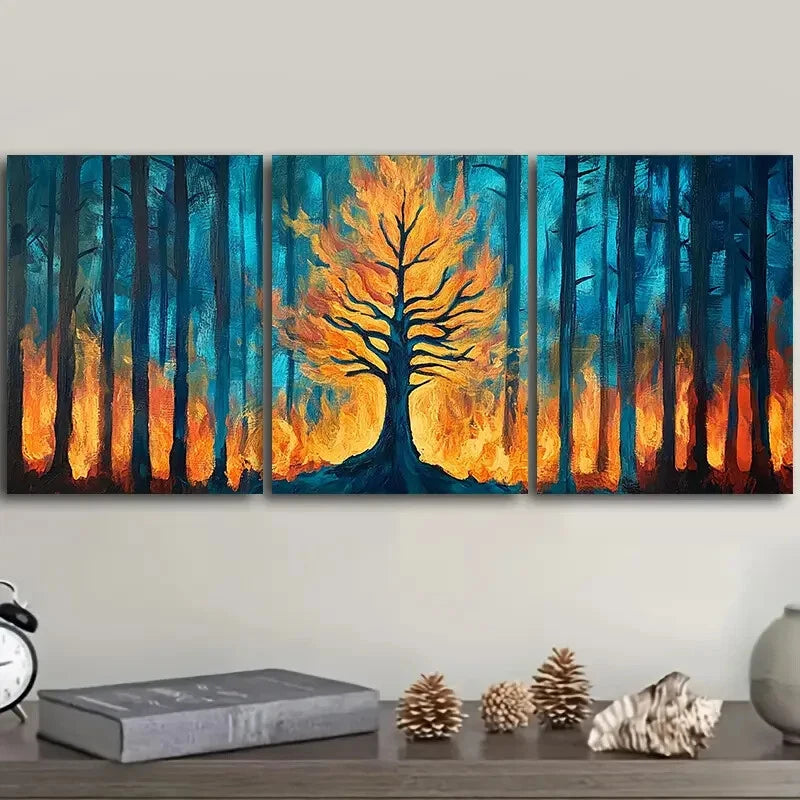 3-Piece Forest Fire Disaster Wall Art Set - Framed Canvas 40x60cm | High Quality Print | 100% Australian Made | Ready to Hang | Perfect for Living Room, Bedroom or Office Decor