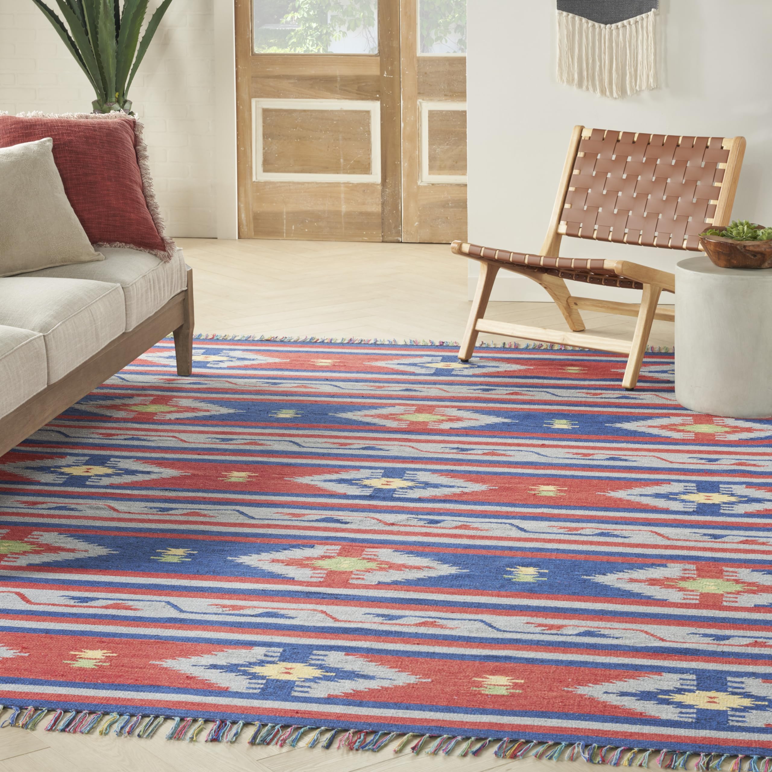 Nourison Baja Tribal Blue/Red 6'6