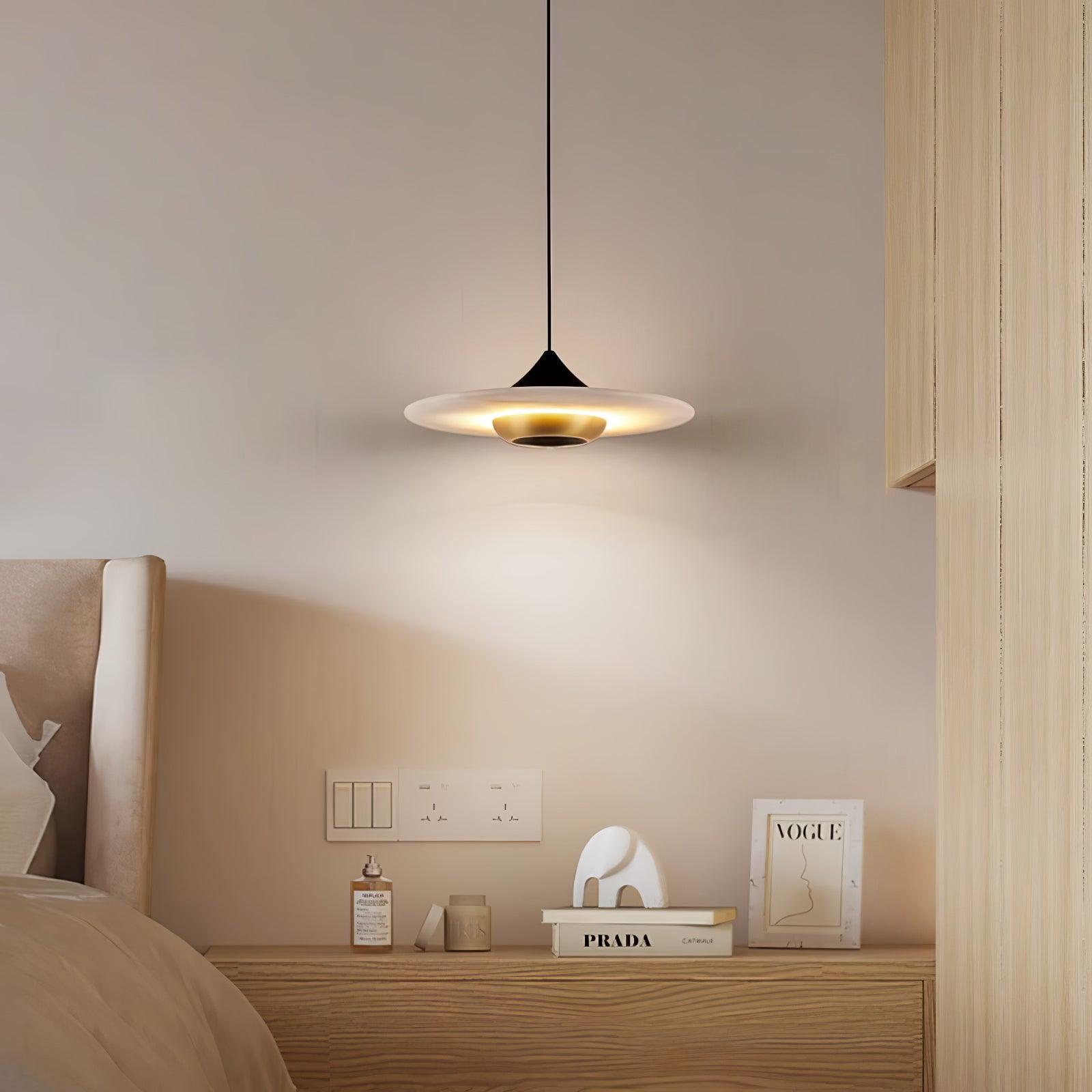 Modern UFO Flying Saucer Marble Pendant Light - Elegant Hanging Ceiling Lamp for Living Room, Dining Room, and Bedroom Decor