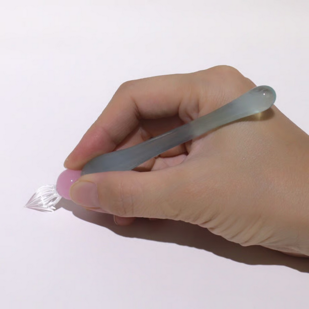 Japanese Glass Dip Pen - Short Light Blue Calligraphy Pen for Handwriting & Art - Perfect Gift for Writers, Artists & Stationery Lovers - Ideal for Journaling, Lettering & Creative Writing