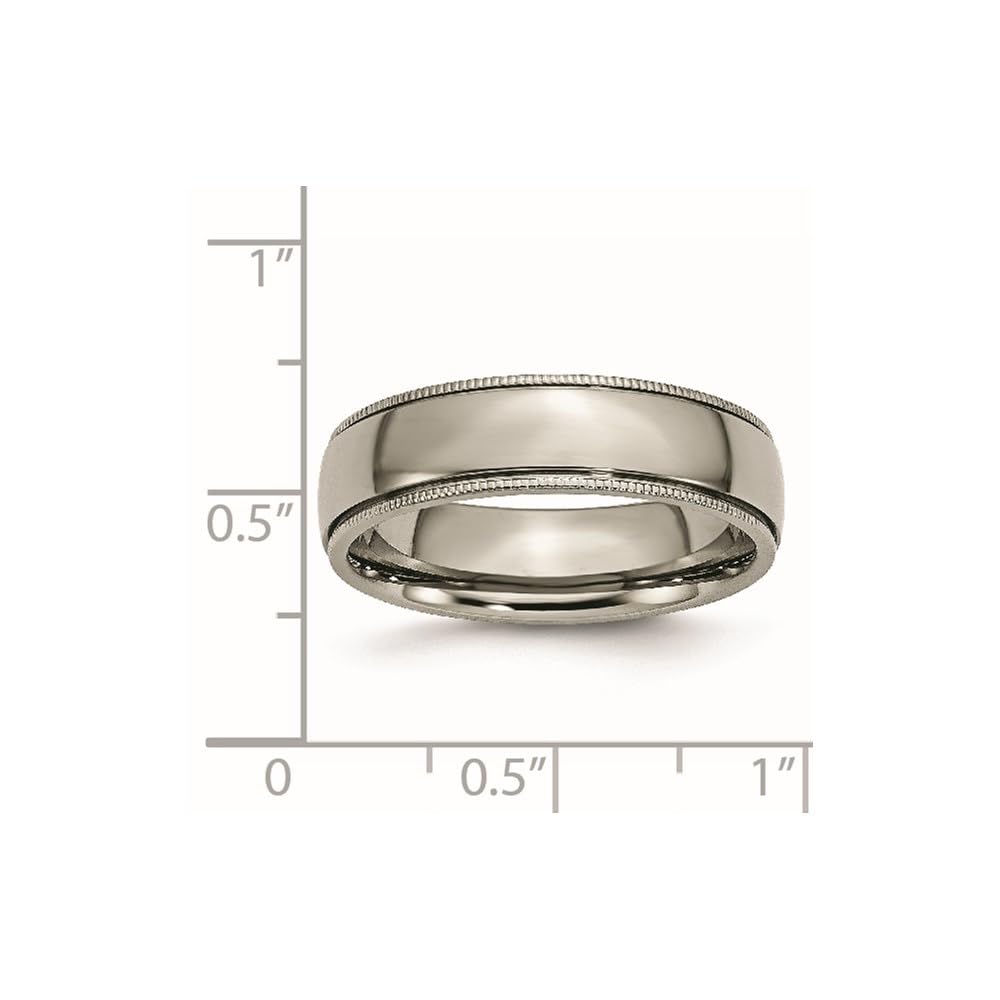 Diamond2Deal 6mm Titanium Grooved & Beaded Edge Band Ring - Size 9 | Durable & Stylish Wedding Band, Anniversary Gift for Men & Women