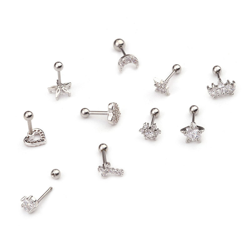 20G Silver Hypoallergenic Snowflake Cartilage Ear Stud | HSPJ1904 | Perfect for Helix, Tragus & Cartilage Piercings, Everyday Wear & Special Occasions