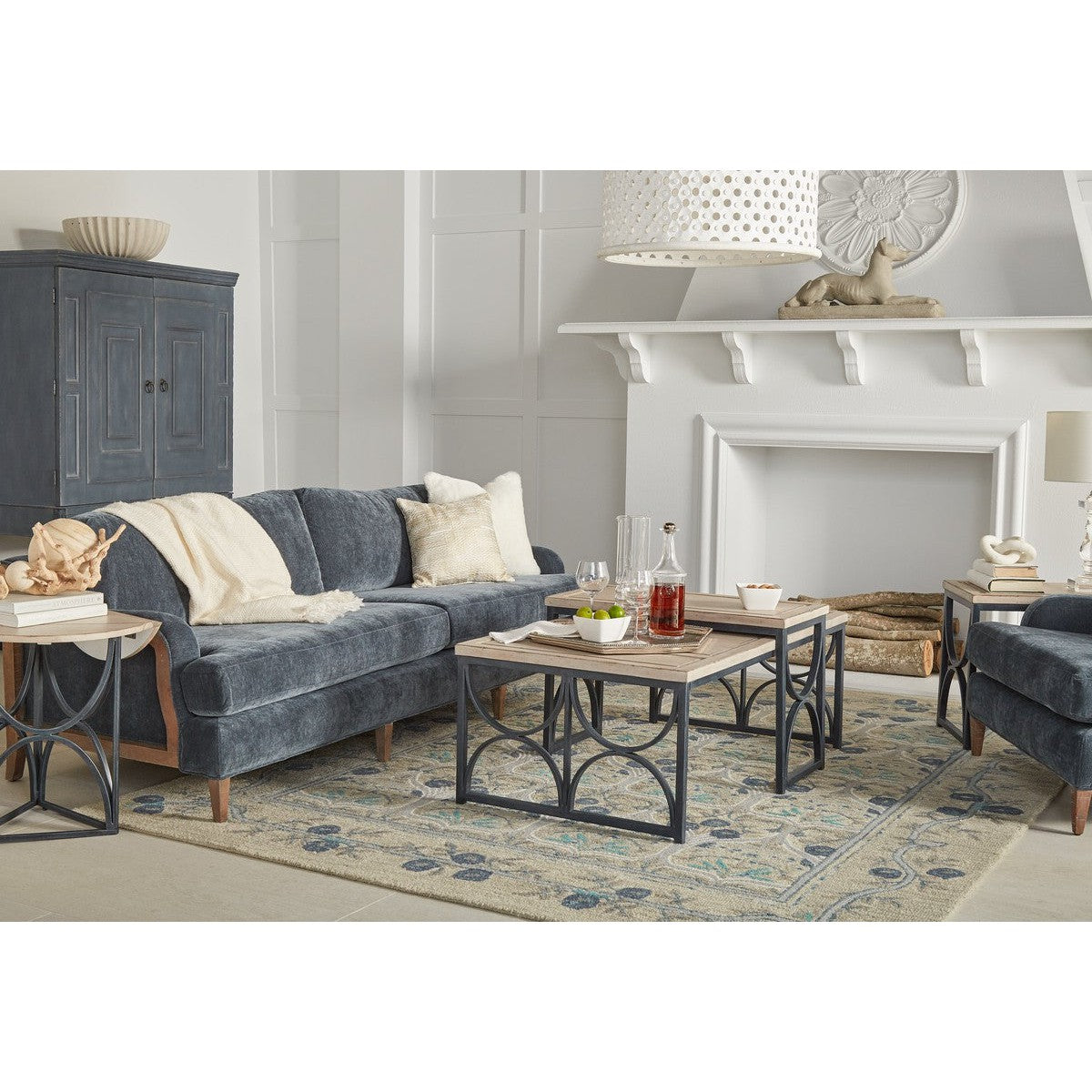 White Alcove Metal Cocktail Table - Modern End Table for Living Room, Patio & Outdoor Decor