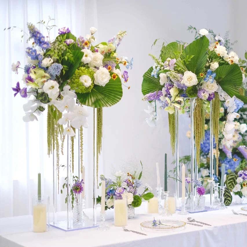 10 Pack 23.62 Inch Clear Acrylic Flower Vases - Modern Wedding Table Centerpiece Decorations, Floral Stand for Home, Party, Restaurant & Event Decor