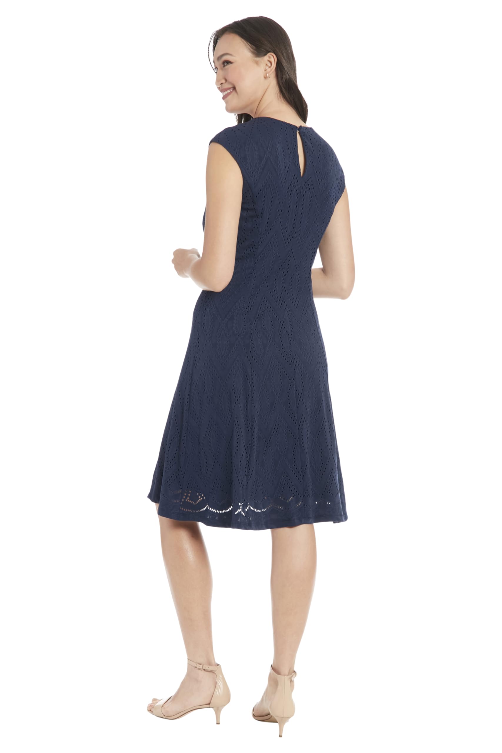 London Times Women's Keyhole Neck Fit & Flare Summer Casual Dress - Perfect for Beach Vacations, Brunch Dates & Outdoor Parties