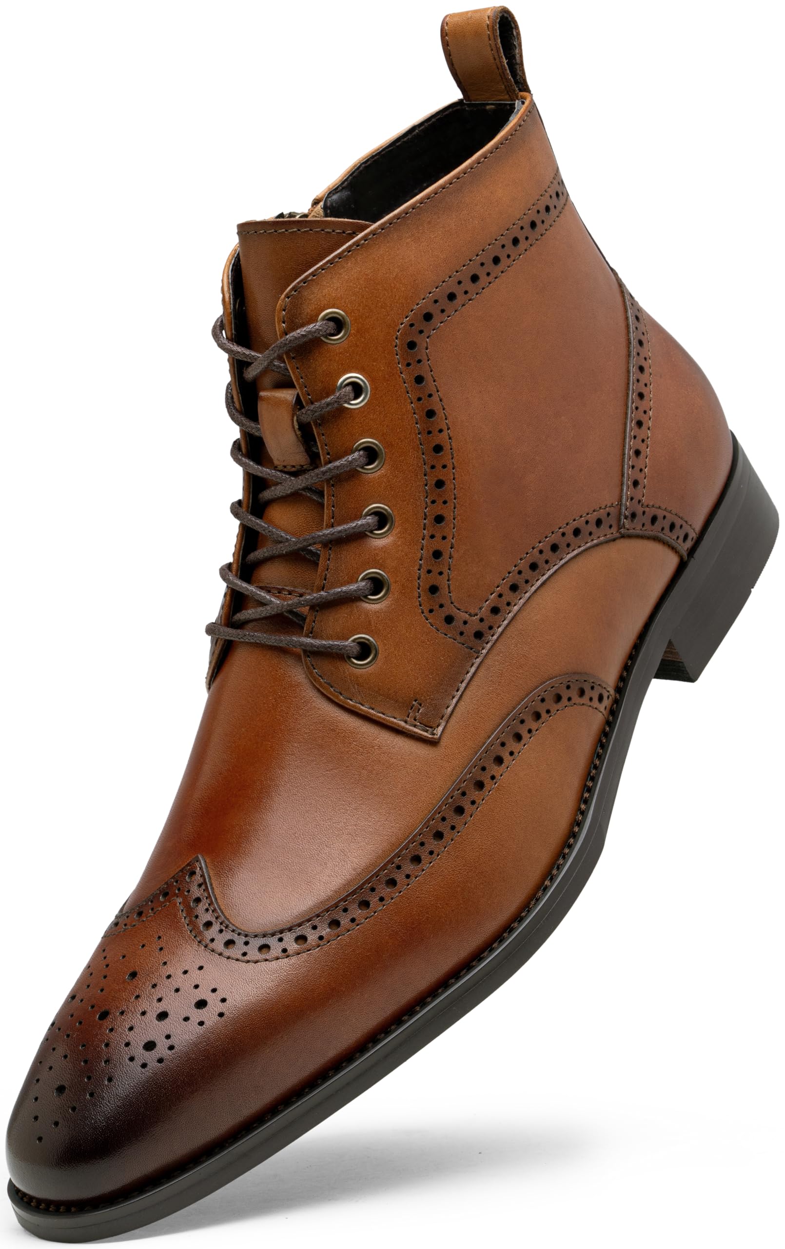 Premium Men's Leather Dress Boots - Cap-Toe Fashion Boots for Business & Casual Wear | Comfortable & Stylish Footwear for Office, Parties & Outdoor Events