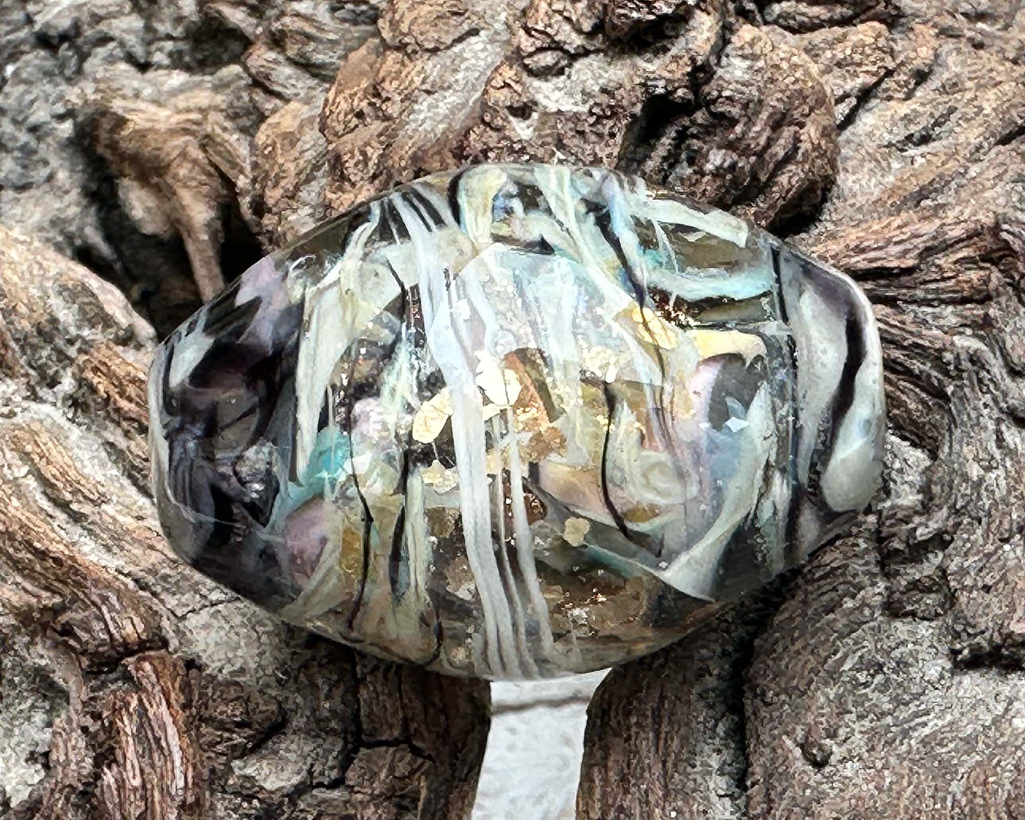 Handmade Cosmic Golden Twist Lampwork Glass Focal Bead for Jewelry Making - Perfect for Necklaces, Bracelets, and DIY Craft Projects