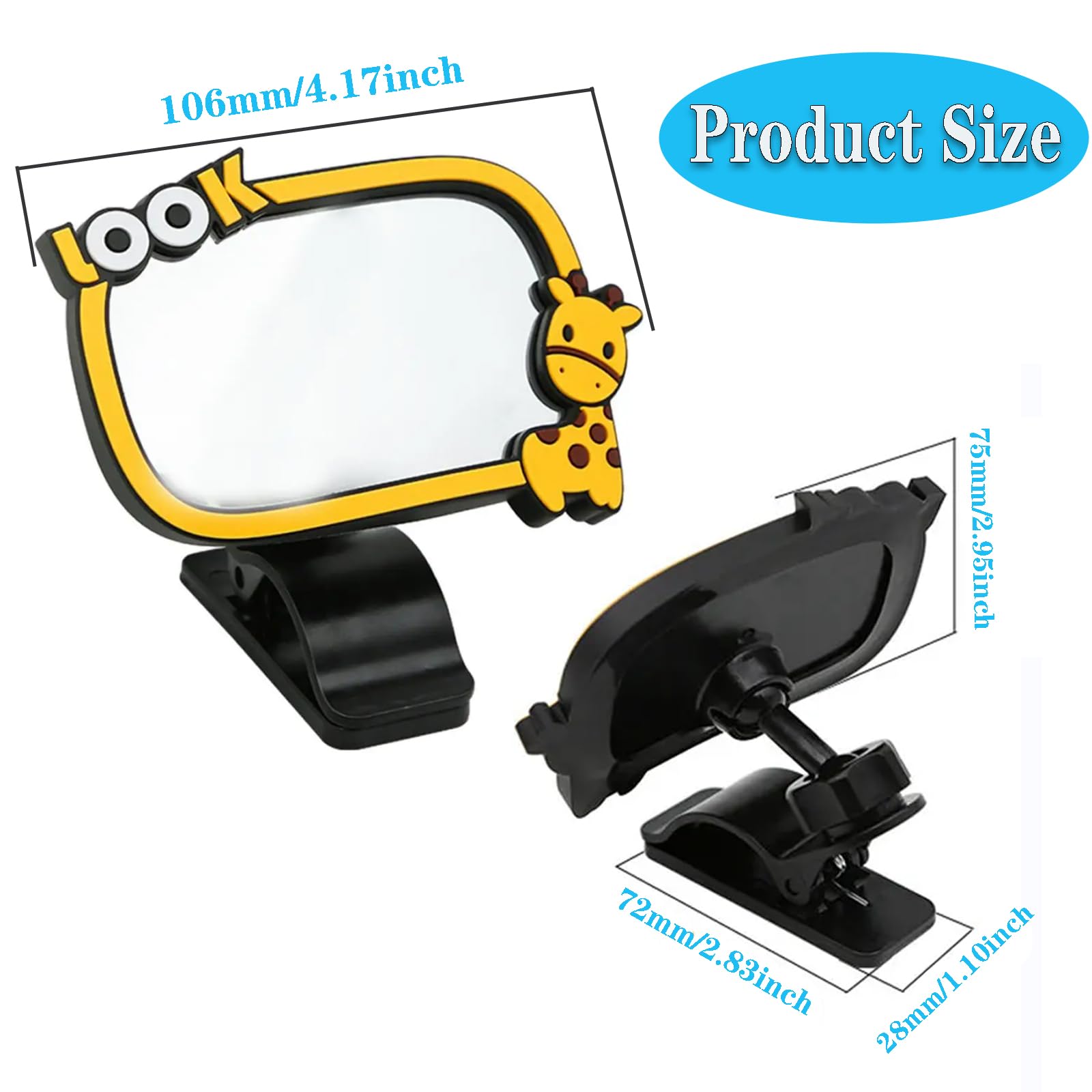 Yuentoen Shatterproof Baby Car Mirror - 360° Adjustable for Rear Facing Seats & Safe Travel