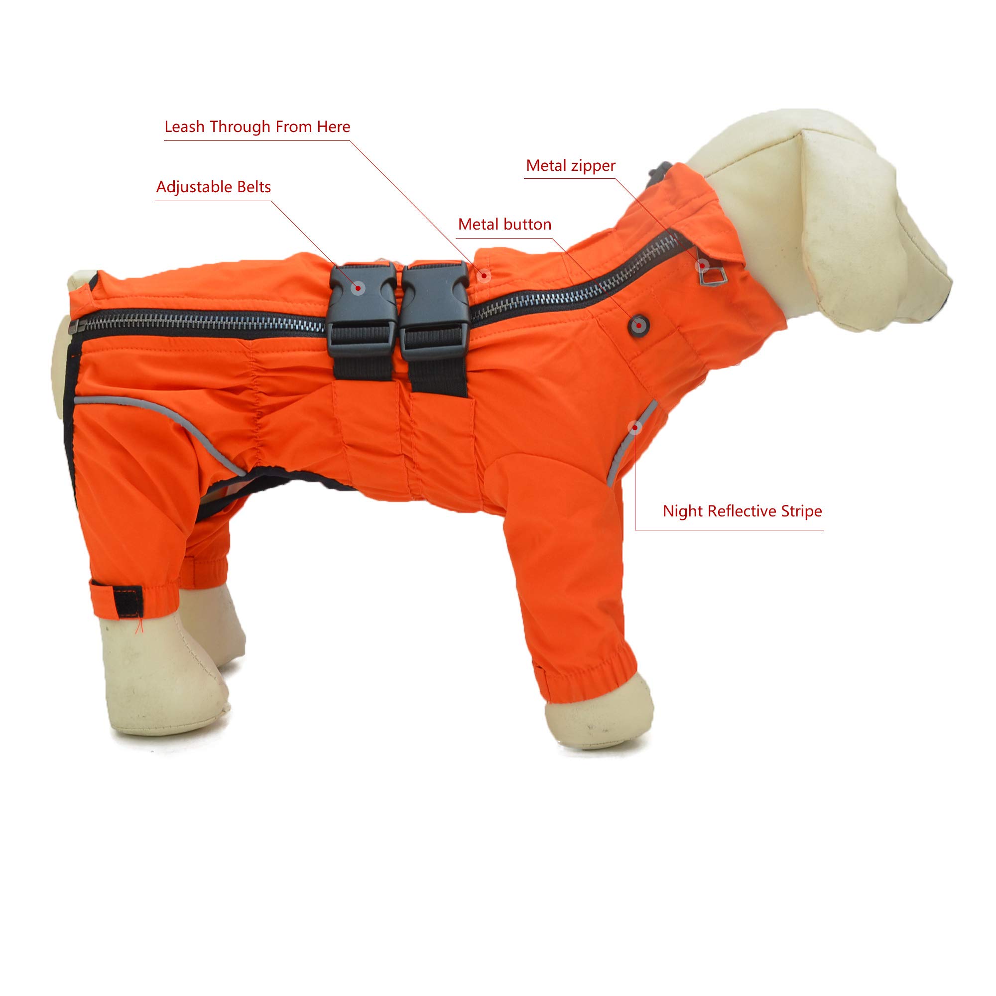 Waterproof Dog Jacket - Lightweight Reflective Raincoat for Small, Medium & Large Dogs | Windproof & Snowproof Pet Vest in Orange (Size 4XL) | Perfect for Rainy Walks, Winter Adventures & Nighttime Safety