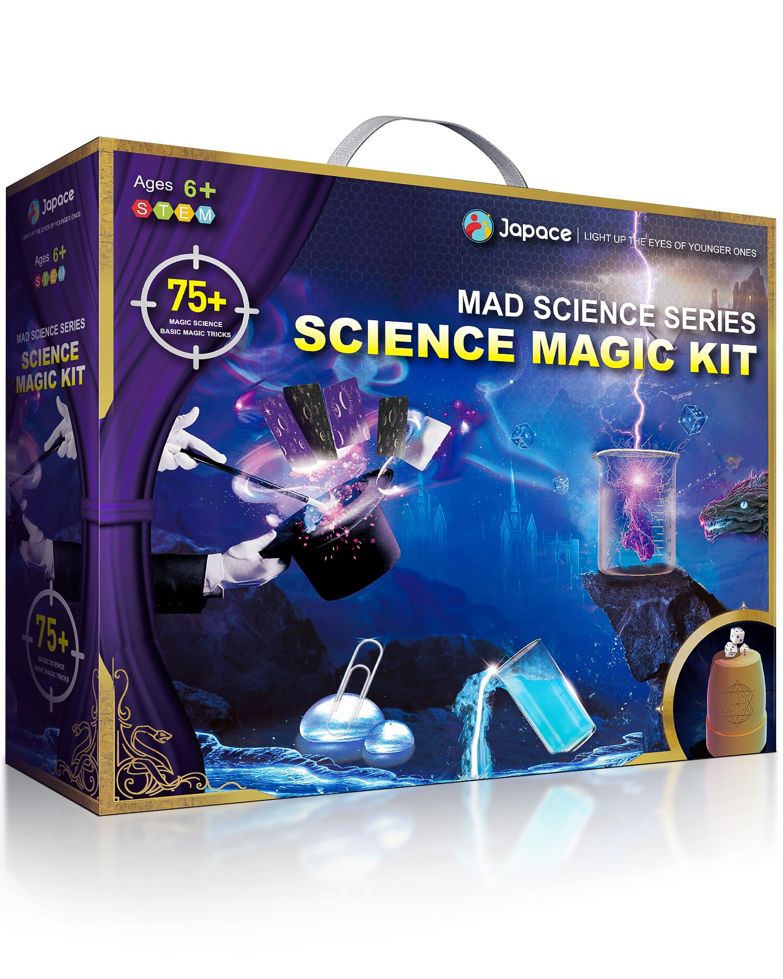 Japace STEM Magic & Science Kit for Kids Ages 6-12 - 75+ Magic Tricks & Chemistry Experiments - Educational Learning Toys for Boys & Girls - Perfect for Birthday, Christmas Gifts & STEM Classroom Activities