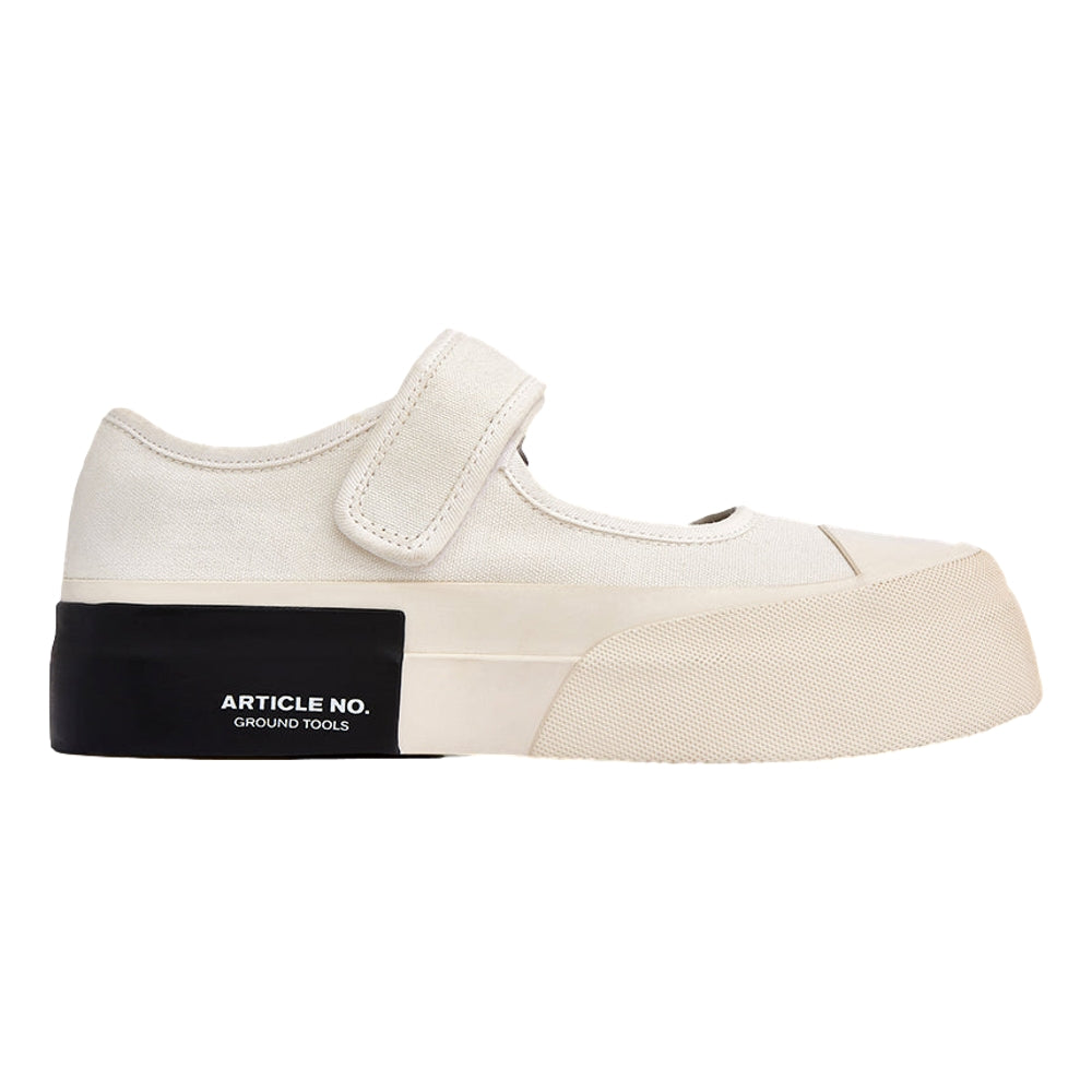 Downtown Canvas Mary Jane Shoes for Women - White & Cream Comfortable Casual Flats - Perfect for Work, Walking & Everyday Wear