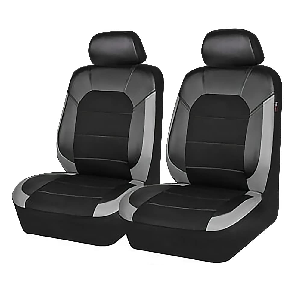 Dodge Caliber SRT4 Front Seat Covers - Premium PU Leather & Fabric Car Seat Protectors with Comfort Padding (Gray) | Perfect for Daily Commuting & Road Trips
