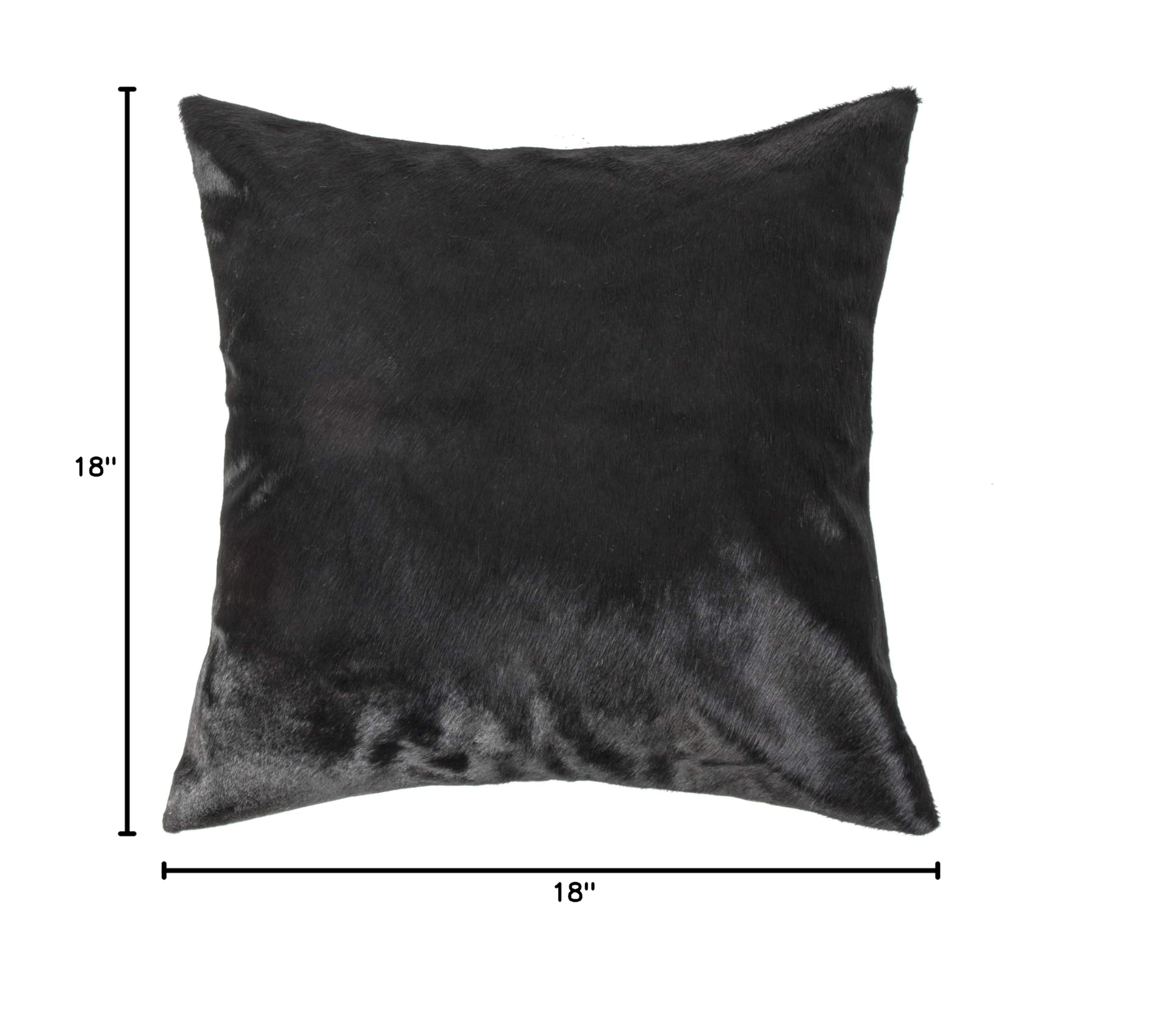 Premium 18x18 Inch Natural Torino Cowhide Throw Pillows with Polyester Insert - Handcrafted 100% Genuine Leather Decorative Cushions for Sofa, Bed & Living Room - Black Luxury Home Decor Accent Pillows