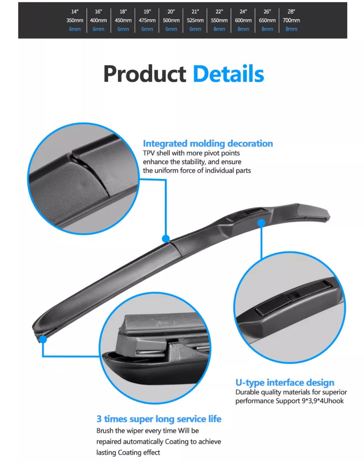 Premium GARVEE 26+18 Inch All-Season Windshield Wiper Blades (2 Pack) - Durable, Quiet & Stable OEM Quality with J&U Hook - Perfect for Rain, Snow & All Weather Conditions