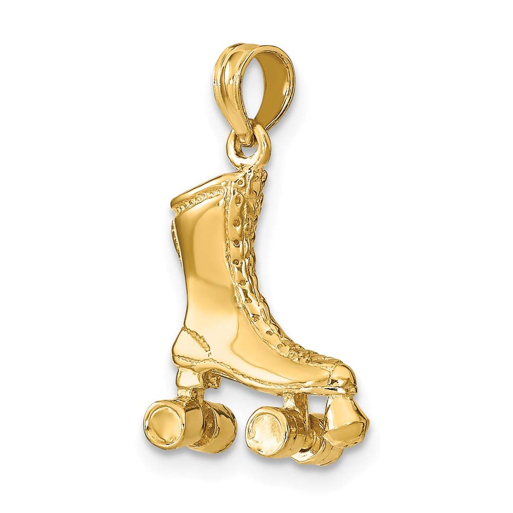 14K Yellow Gold 3D Roller Skate Pendant Necklace - Jewelry Gift for Skaters & Roller Derby Fans - Perfect for Birthdays, Anniversaries & Sporty Fashion