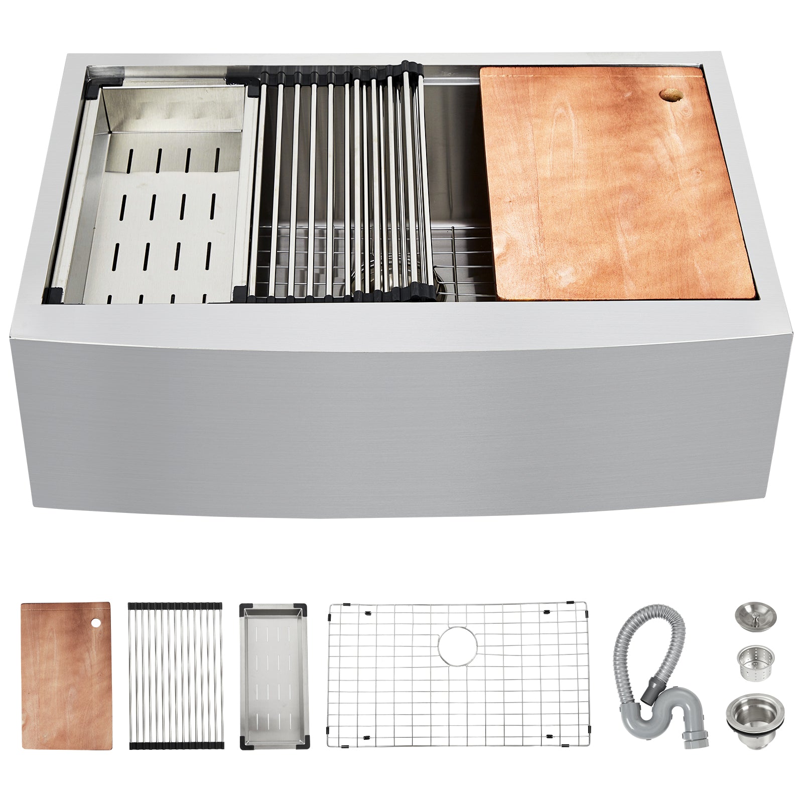 GARVEE 30 Inch Farmhouse Apron Front Kitchen Sink - 30x20 Stainless Steel Single Bowl Workstation Sink with Accessories | 16 Gauge Deep Basin for Modern Farmhouse, Rustic & Contemporary Kitchens | Perfect for Meal Prep, Washing Large Pots & Entertaining