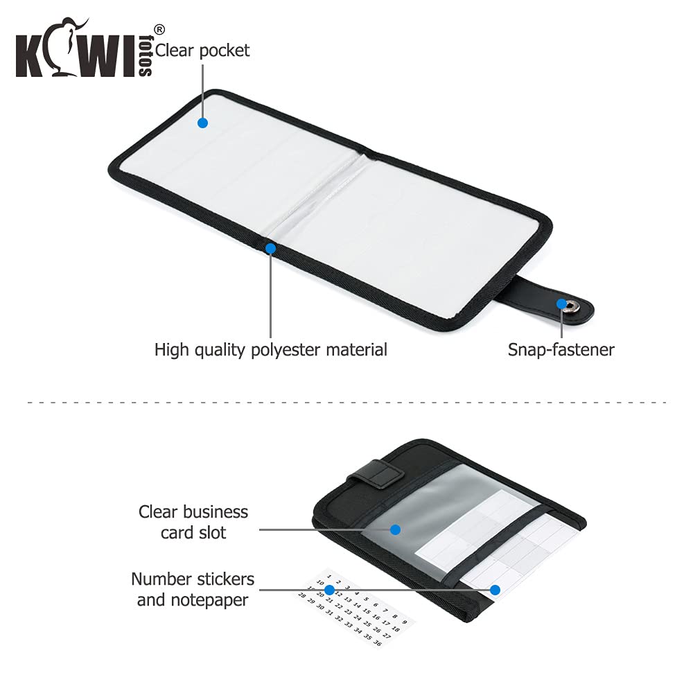KIWIFOTOS 18-Slot Soft Memory Card Holder - Protective Pouch for SD, SDHC, SDXC, MicroSD, TF & Nintendo Switch Cards (Black) - Perfect for Travel, Photography & Gaming Storage