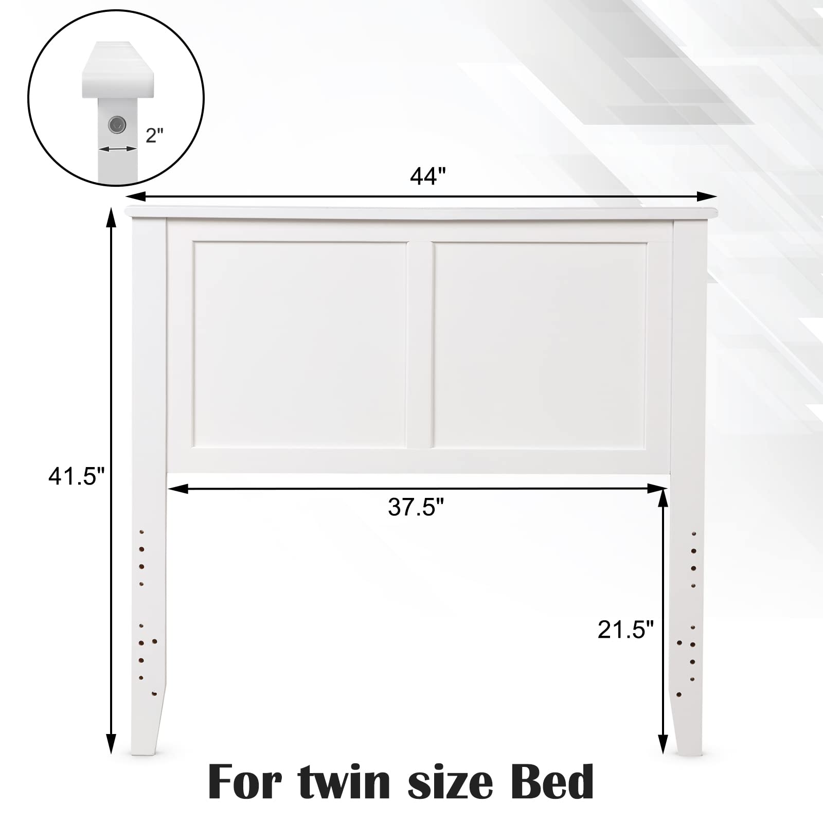 Giantex White Wood Headboard for Twin Bed - Thickened Flat Panel Design with Pre-Drilled Holes for Height Adjustment - Perfect for Bedroom, Guest Room & Dorm Decor