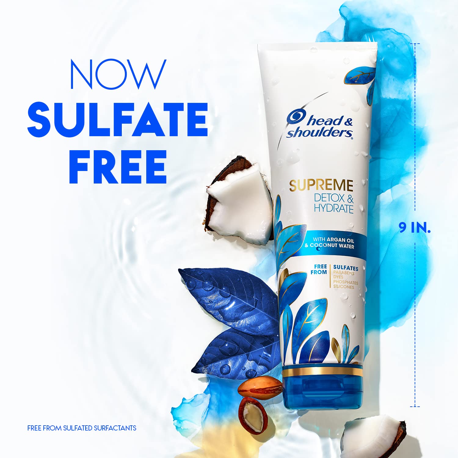 Head & Shoulders Supreme Detox & Hydrate Shampoo with Coconut Oil for Dry Scalp & Damaged Hair - 9.4 Fl Oz - Deep Cleansing & Moisturizing for Healthy Hair - Perfect for Daily Use & Scalp Care