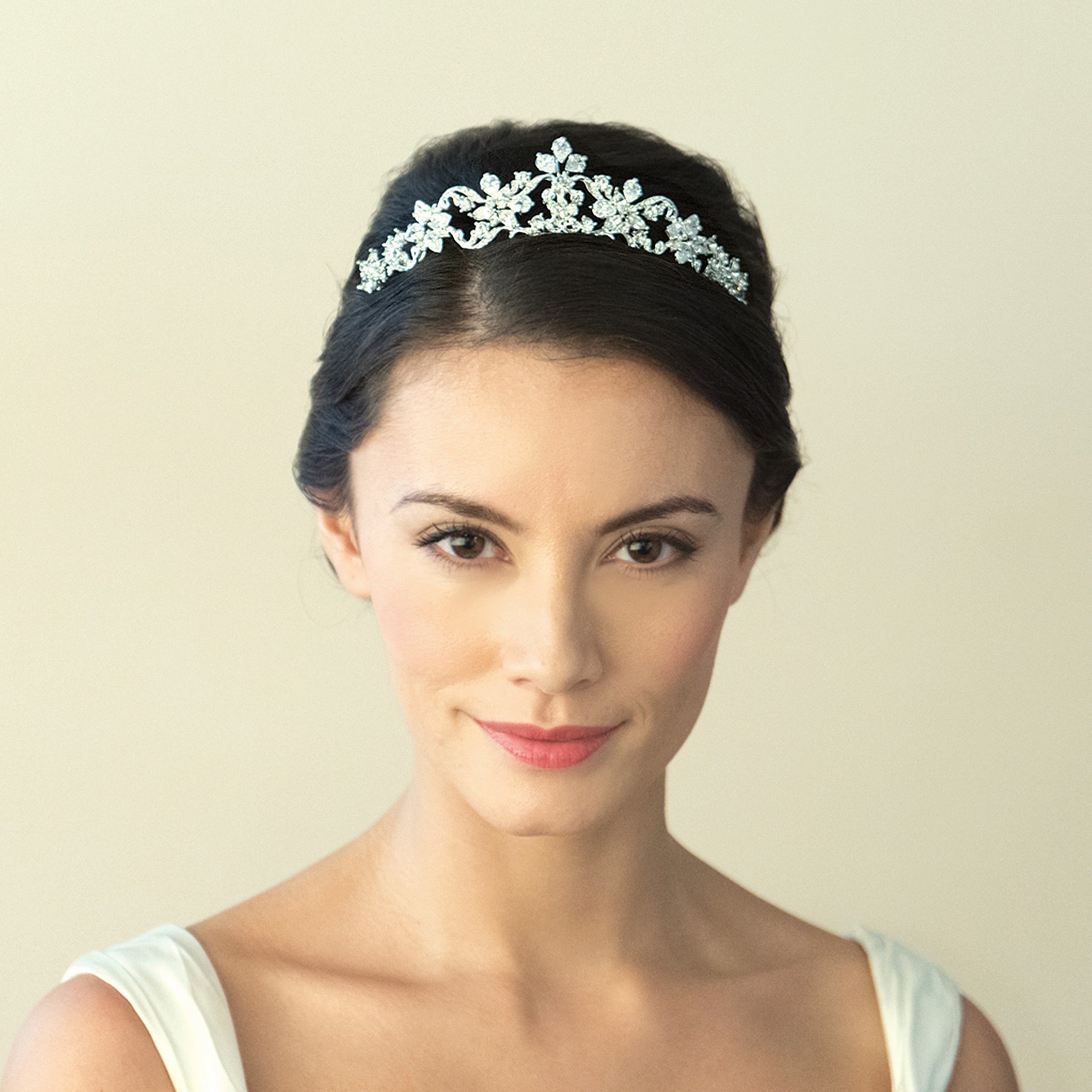 Silver Bridal Tiara with Crystal Embellishments - Adelle by Ivory & Co | Elegant Wedding Crown for Brides, Prom, Pageants & Special Occasions