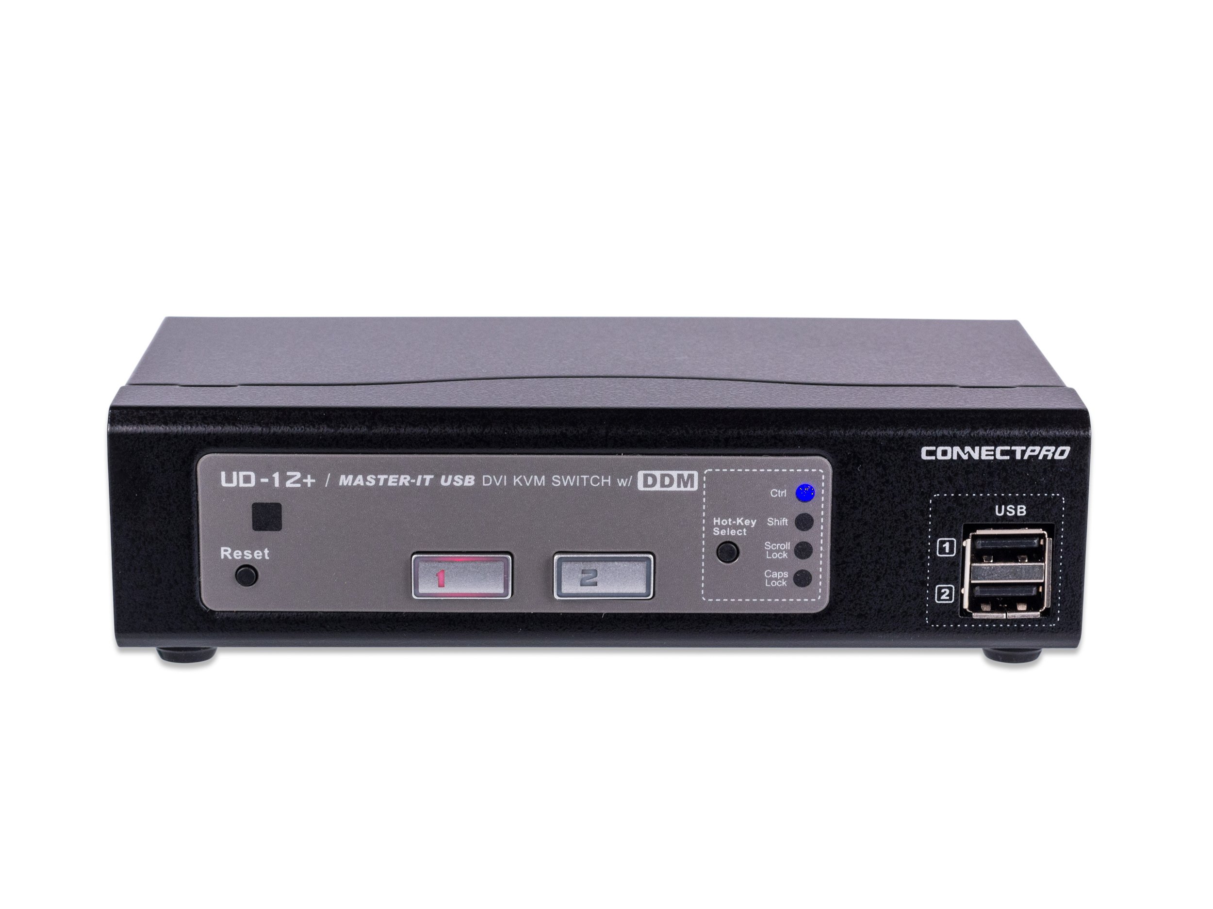 UD Series Single Monitor USB DVI KVM Switch with DDM & Multi-Hotkey - 2 Port KVM Switch for Dual PC Control (No Cable Included) - Perfect for Home Office, Gaming Setup and IT Workstations
