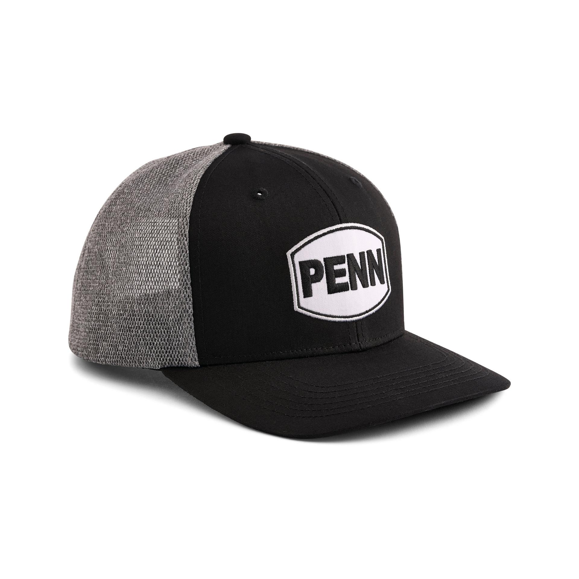 PENN® Black Heather Grey Trucker Hat - Adjustable Snapback Cap for Men & Women - Perfect for Outdoor, Sports, and Casual Wear