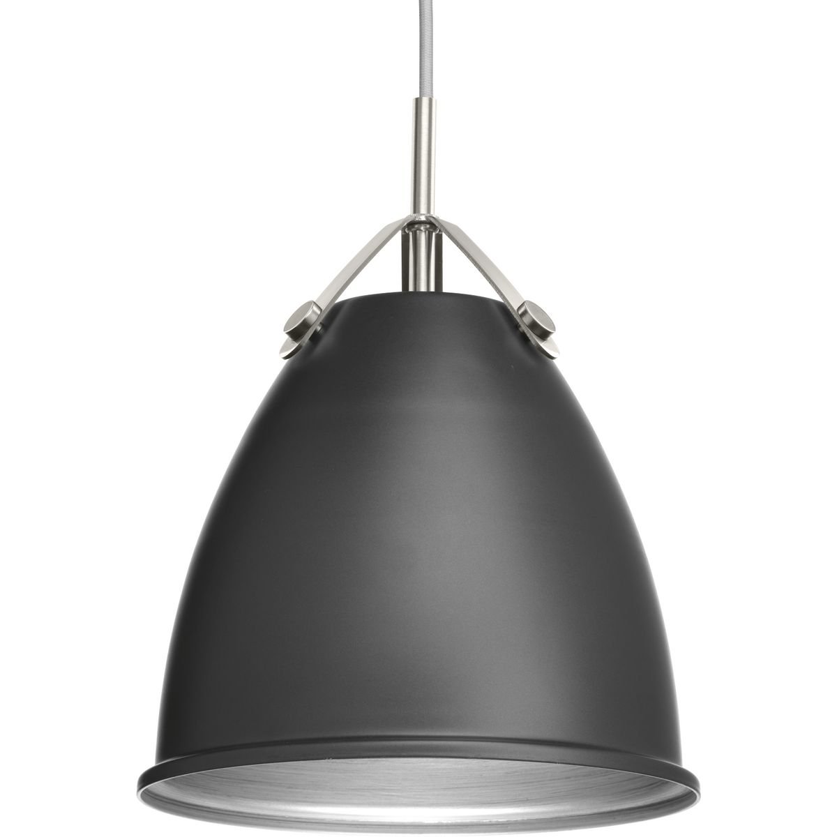 Progress Lighting P500051-143 Tre One-Light Pendant in Graphite Black - Modern Hanging Light Fixture for Kitchen Island, Dining Room, or Entryway Lighting