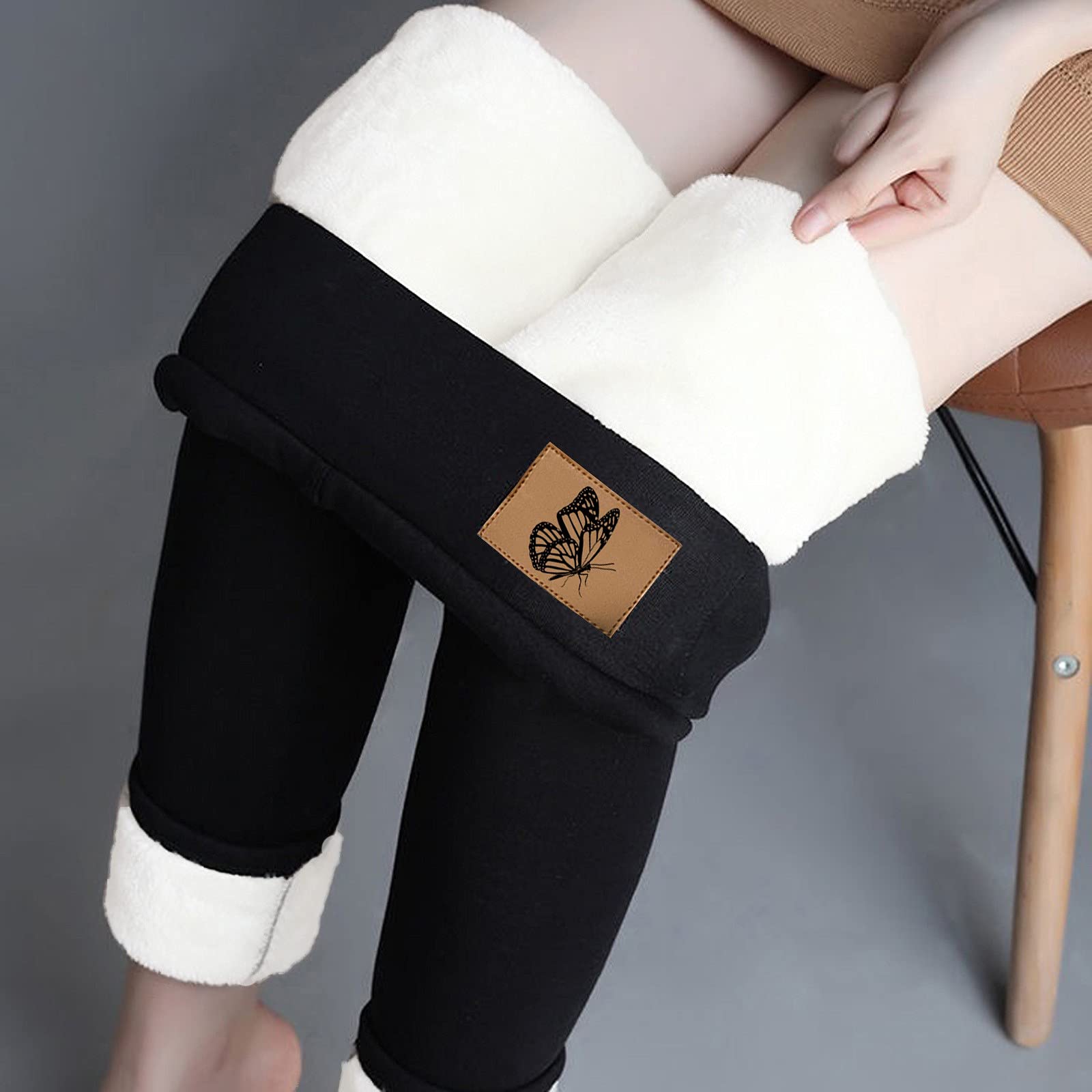 INESVER Women's Fleece Lined Thermal Leggings - High Waist Winter Warm Stretchy Cashmere Workout Pants for Yoga, Running & Cold Weather Activities