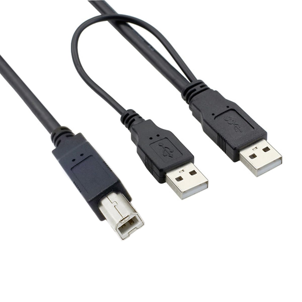 Dual USB 2.0 Male to Standard B Male Y Cable 80cm - High Speed Data Sync Cable for Printer, Scanner & External Hard Drive | Perfect for Office Setup, Home Printing & Data Backup Solutions