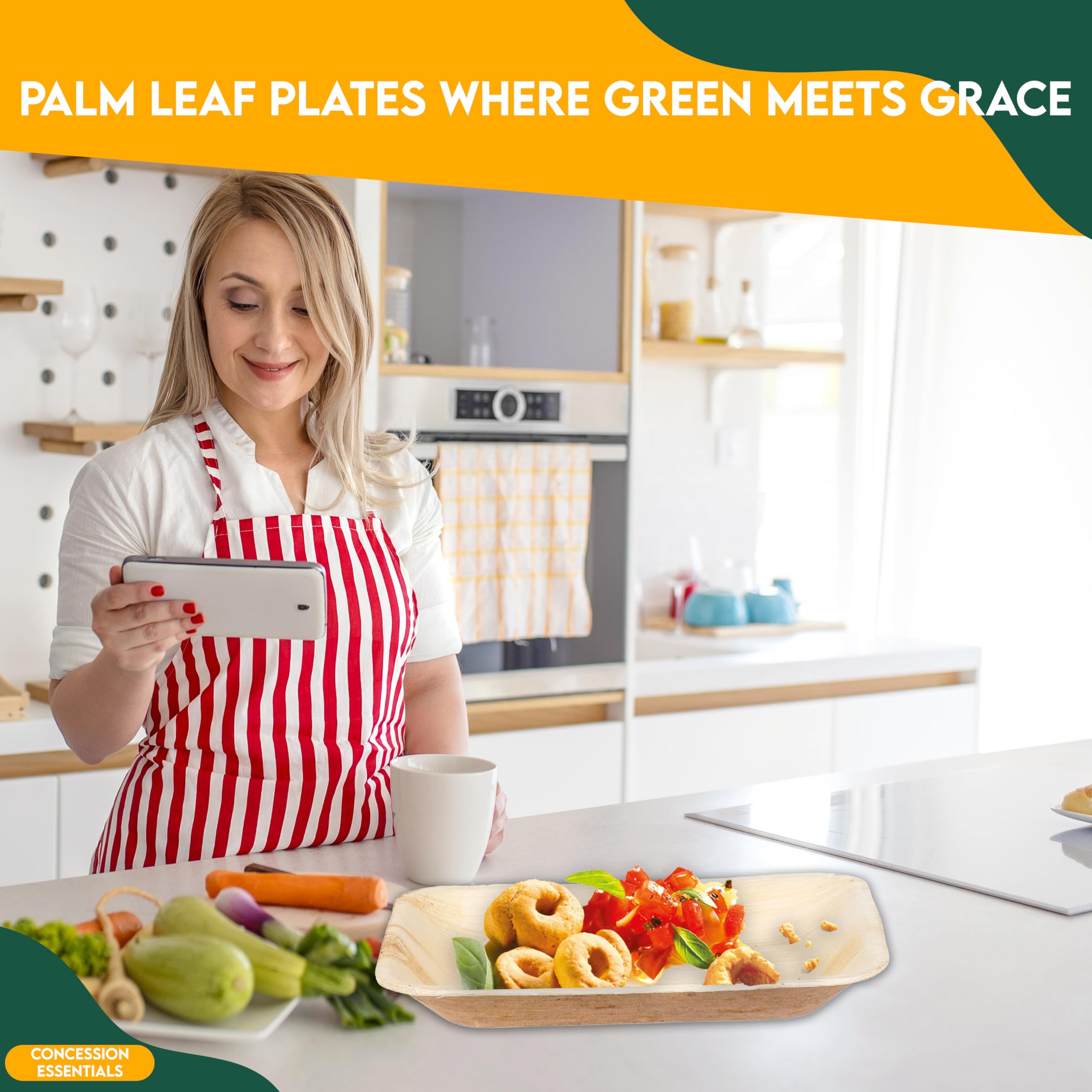 Eco-Friendly Palm Leaf Plates 25-Pack - Biodegradable & Compostable Disposable Dinnerware, 6