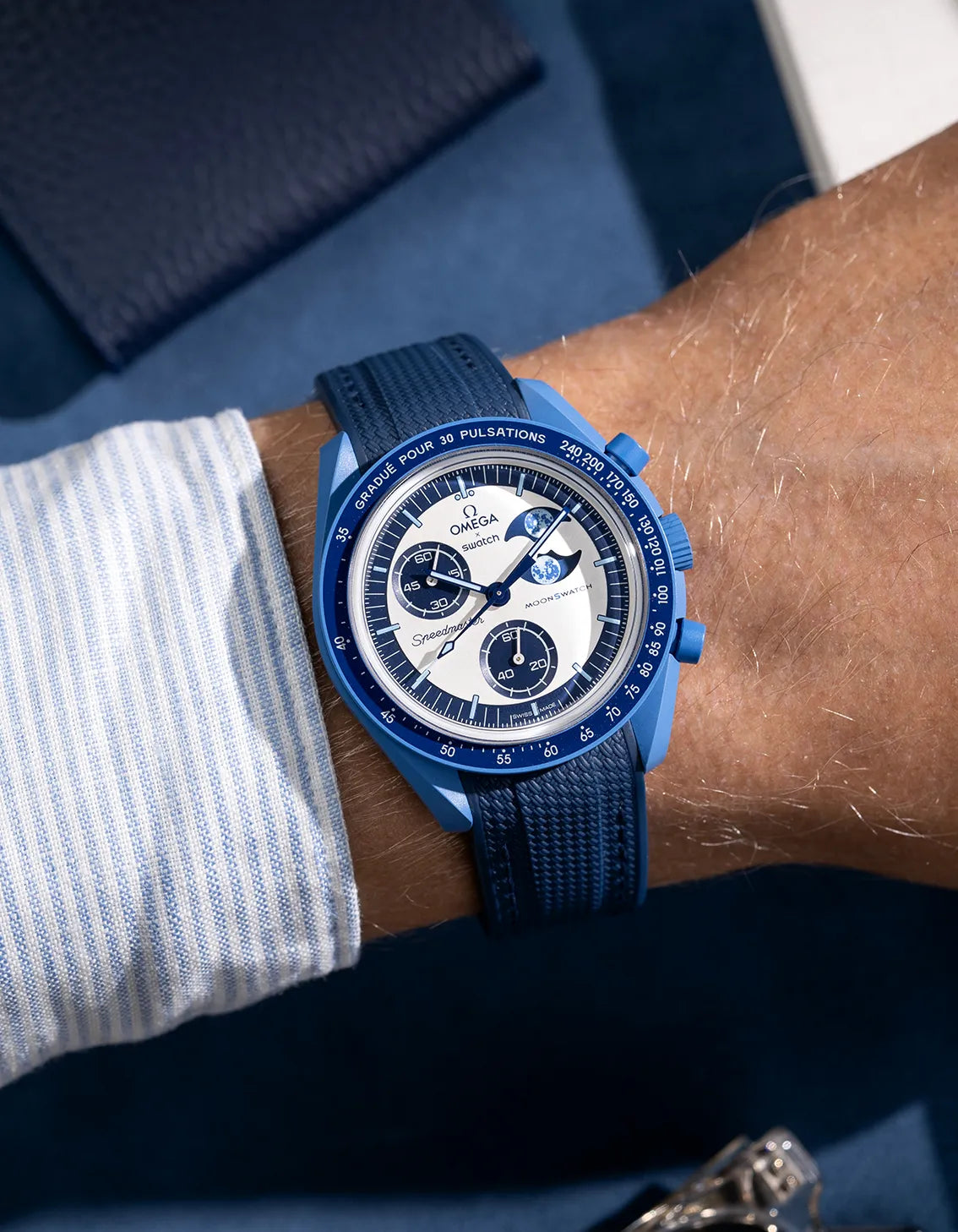 Premium Rubber Watch Band for Omega x Swatch MoonSwatch Mission to the Super Blue Moonphase - Durable & Comfortable Replacement Strap for Sports, Diving & Everyday Wear