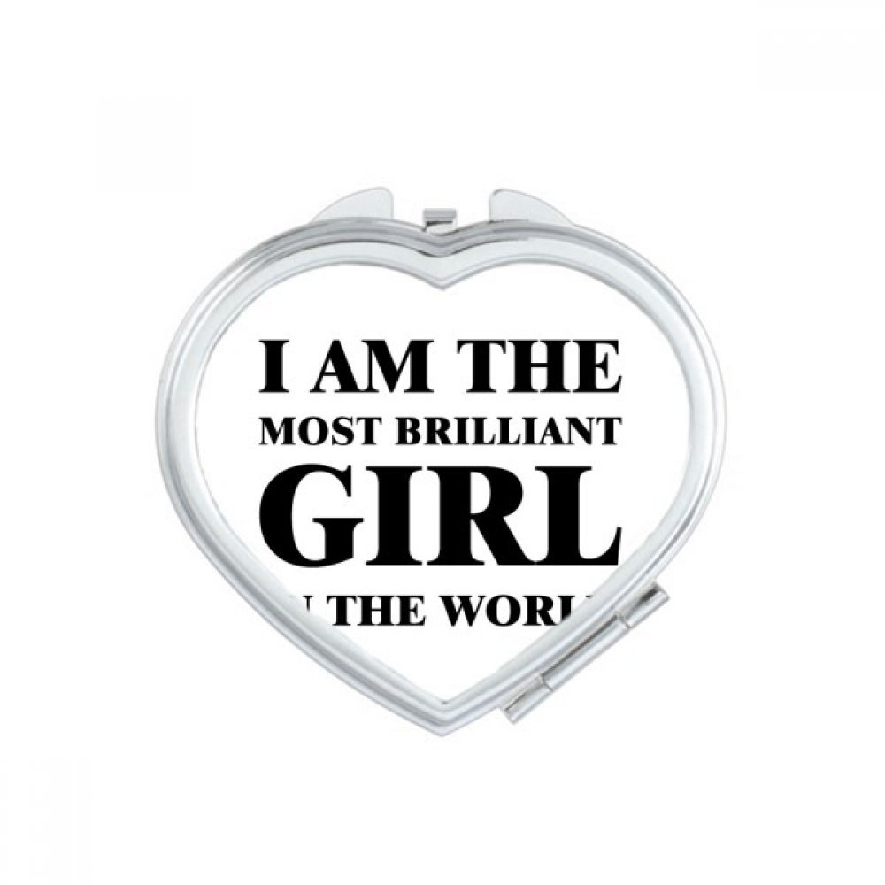 Bestchong I Am The Brilliant Girl Heart Mirror - 10X Magnification Portable Travel Makeup Mirror with LED Light, Compact Handheld Pocket Mirror for Women & Girls (Perfect for Home, Travel, and Touch-ups)