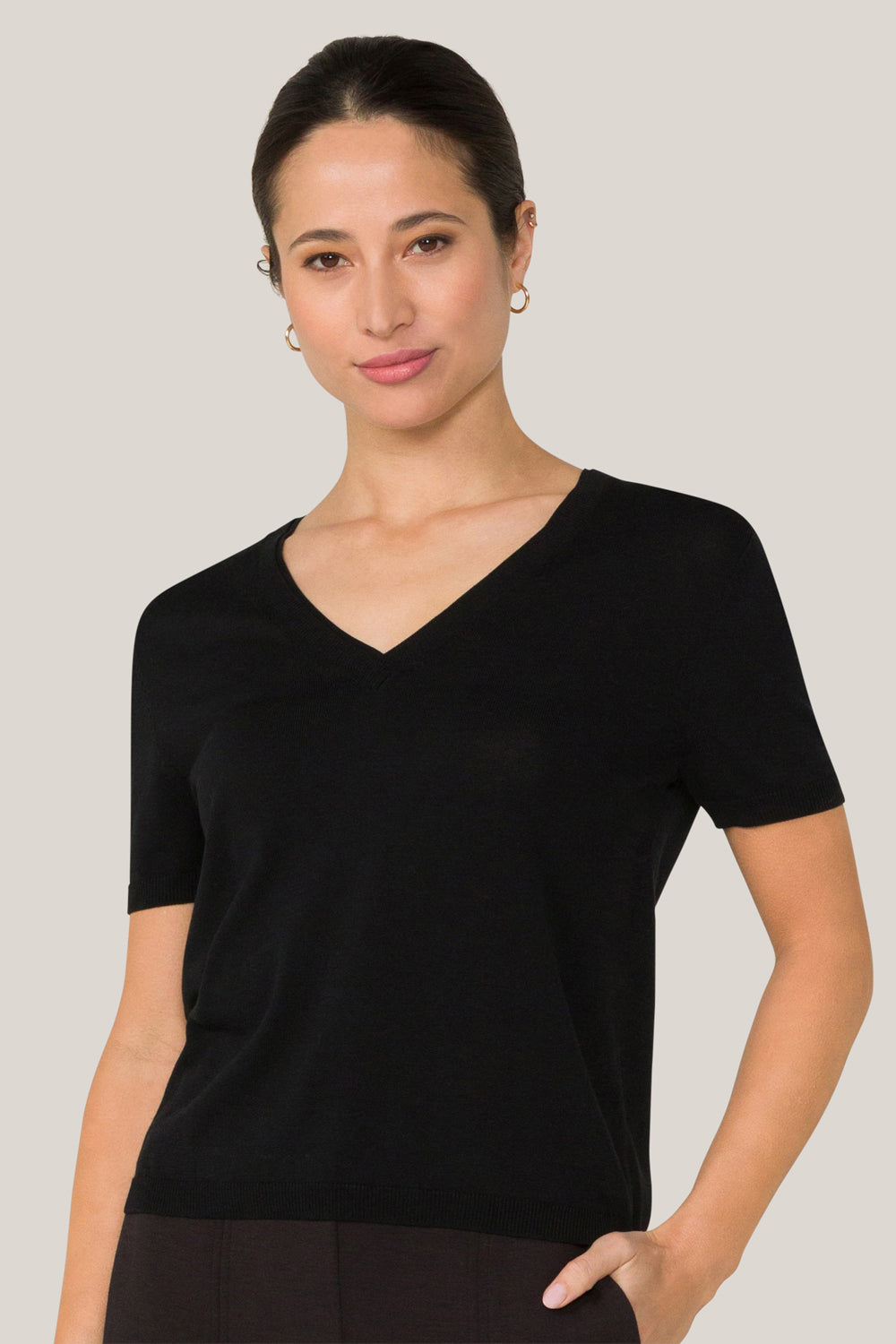Vida Knit Tee - Soft Comfortable Women's T-Shirt in Black | Casual Wear, Layering & Everyday Outfits