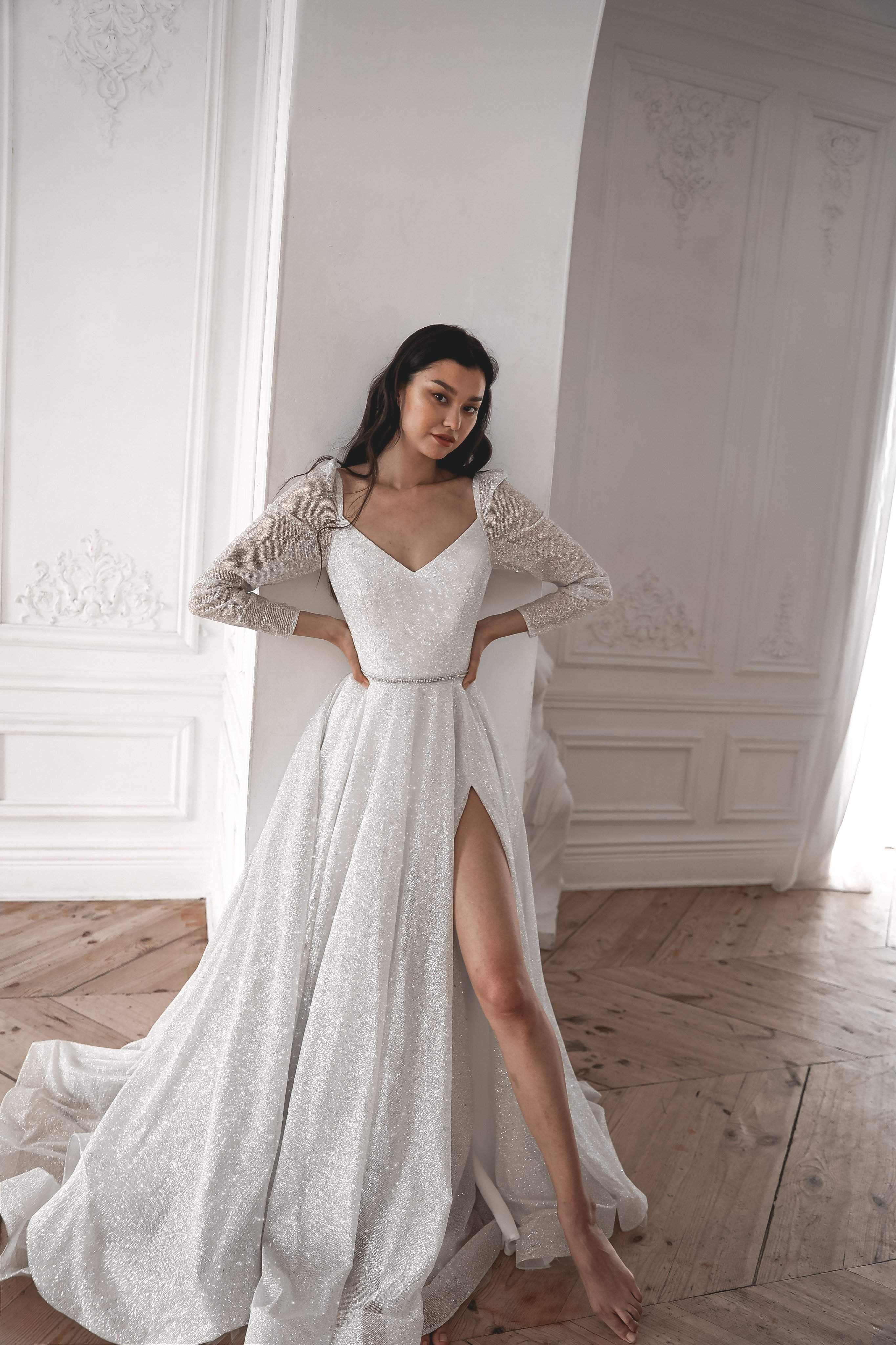 Sparkly Wedding Dress Miranda - Elegant Beaded A-Line Gown for Brides | Perfect for Church, Beach, and Ballroom Weddings